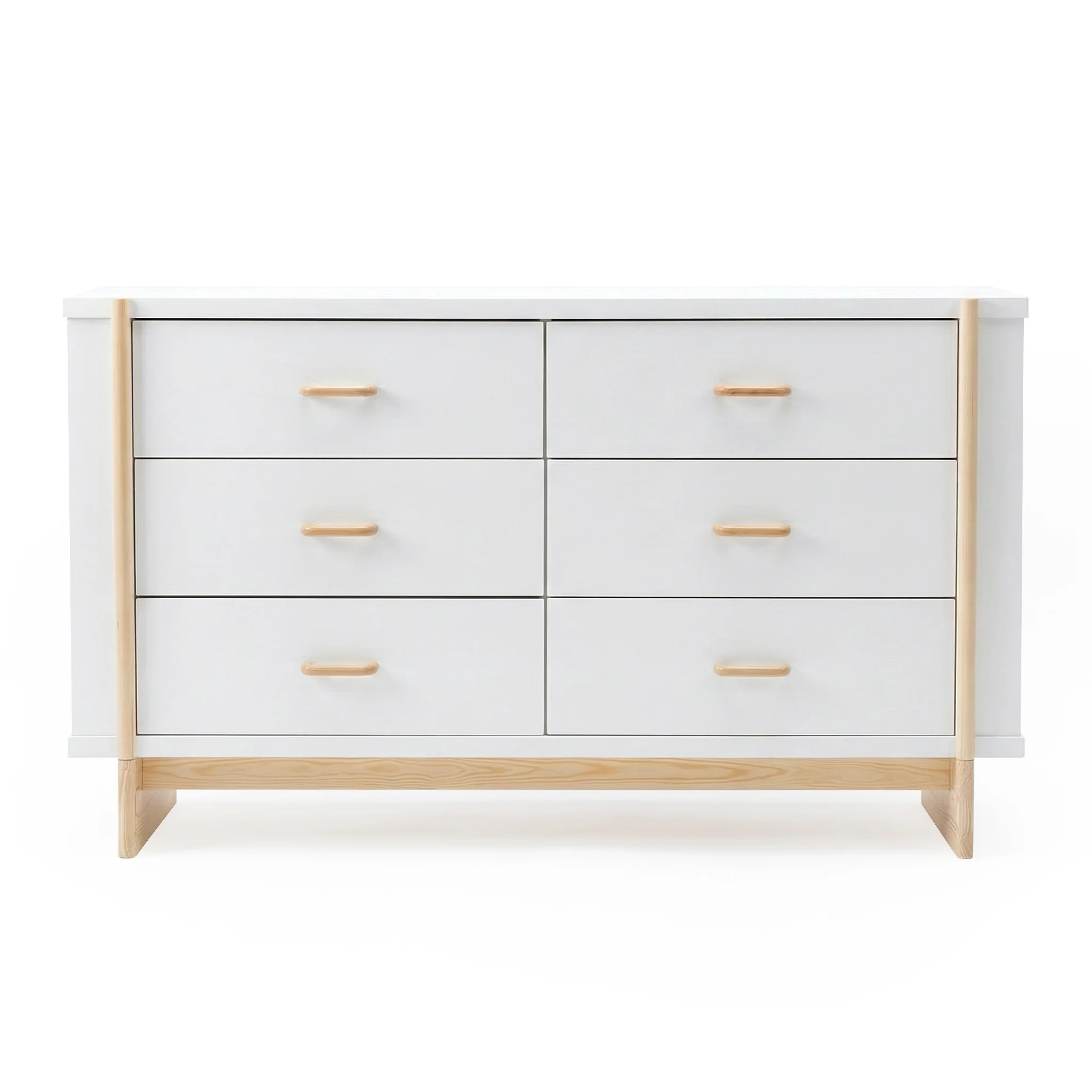 Nooki 6 Drawer Lowboy Dresser in White and Natural - Image 6