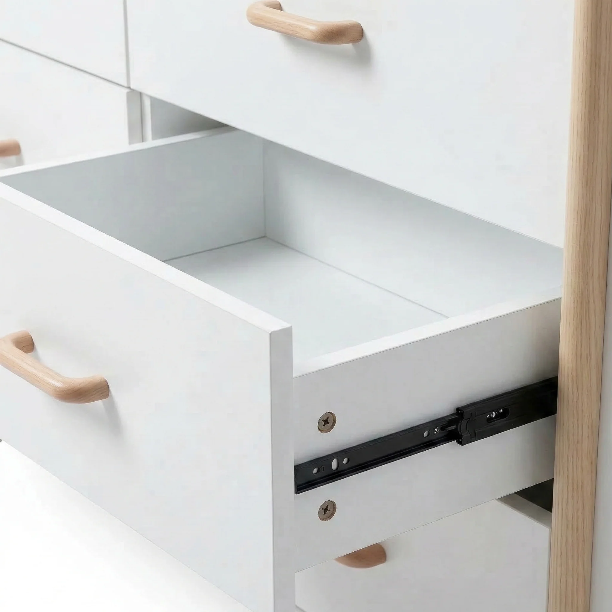 Nooki 6 Drawer Lowboy Dresser in White and Natural - Image 9