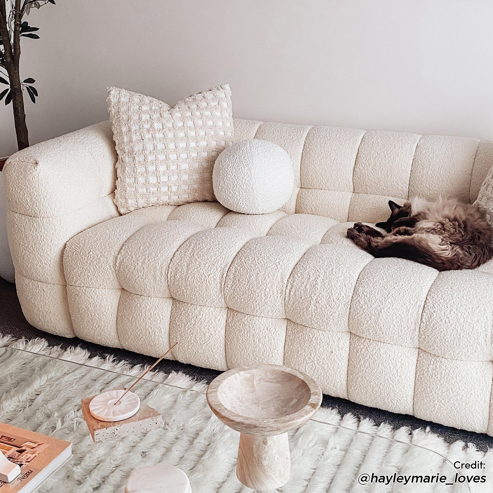 Norah 3 Seater Boucle Sofa in Cream White - Image 4