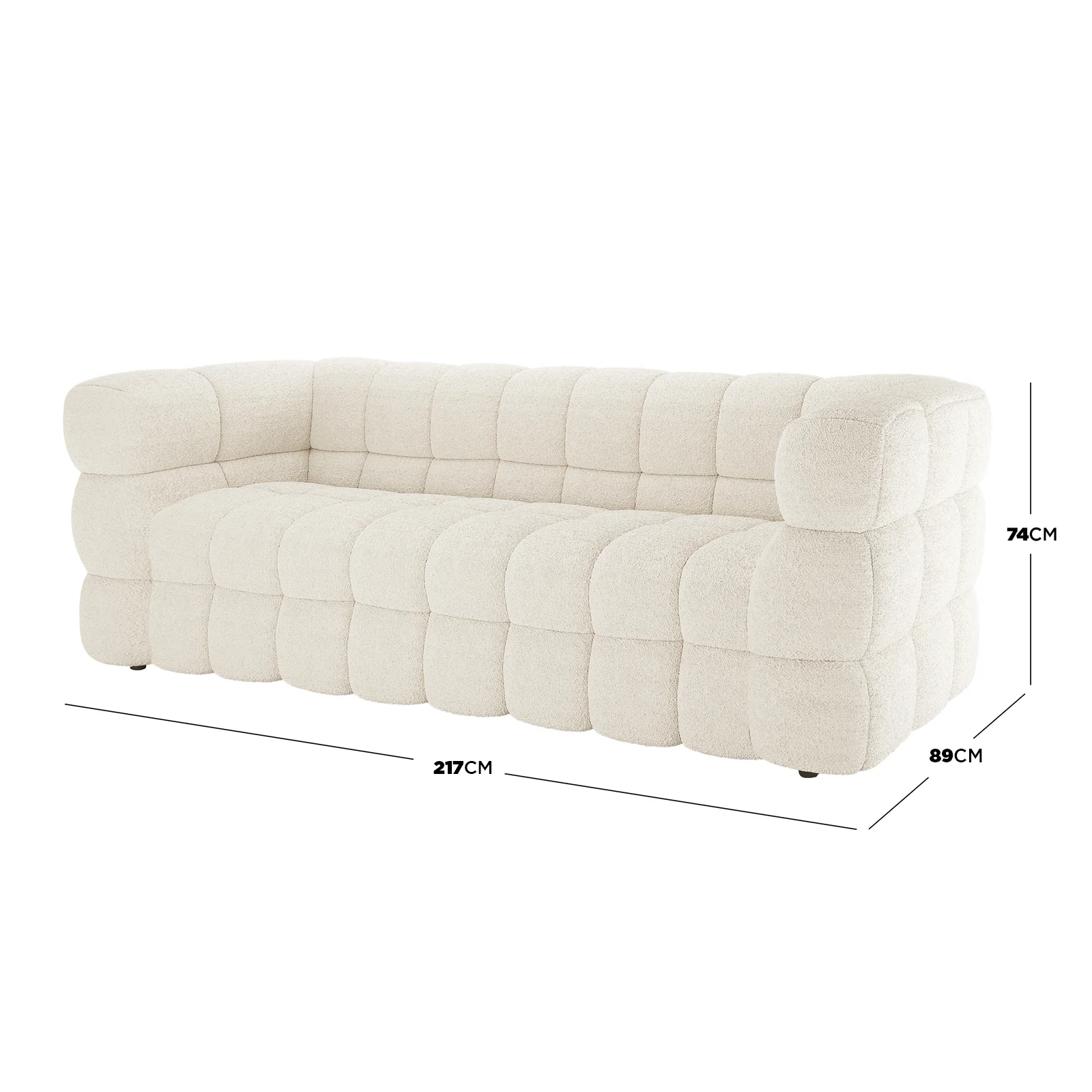 Norah 5 Seater Boucle Fabric Sofa Set in Cream White - Image 3