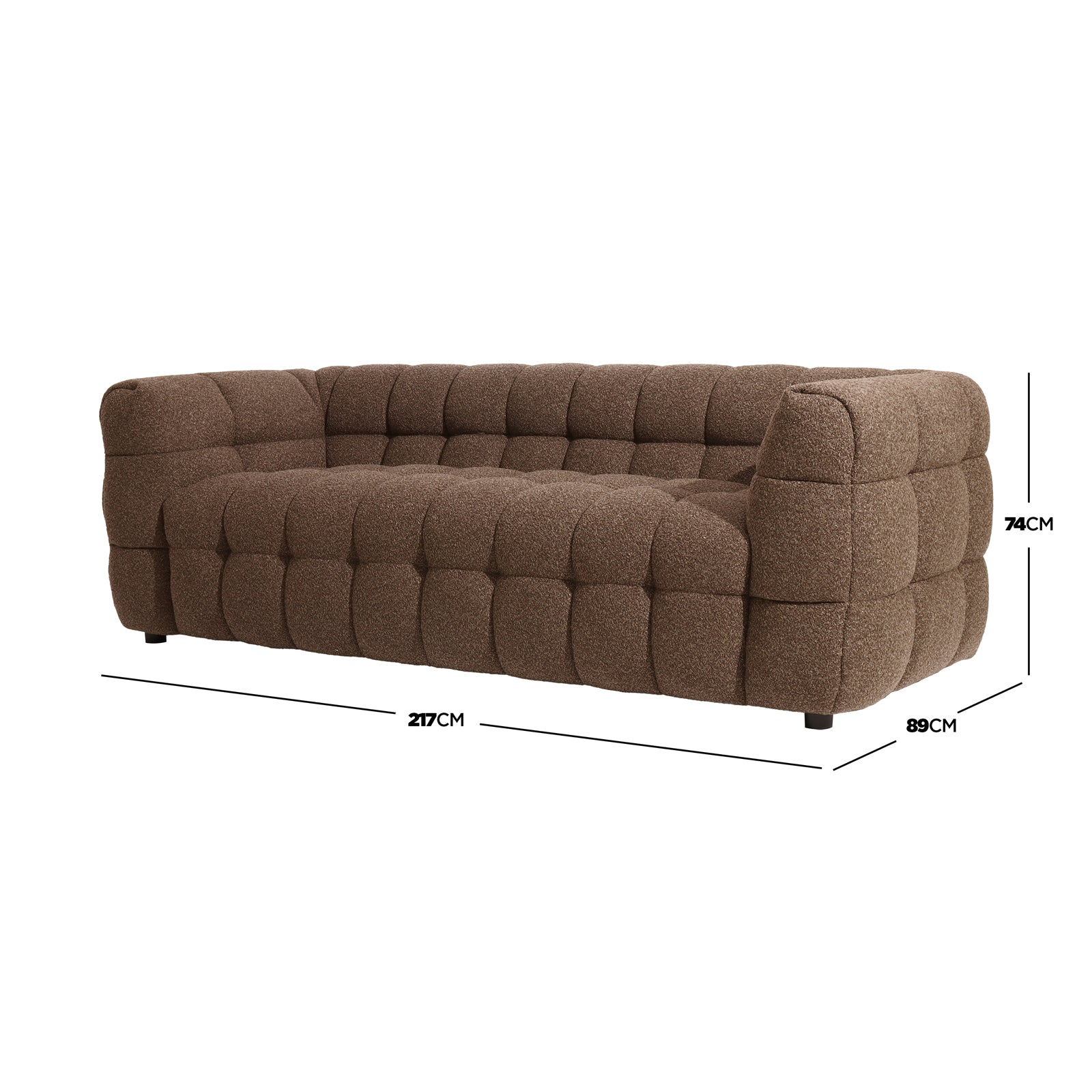 Norah 5-Seater Boucle Sofa Set with Armless Chairs in Chocolate Brown - Image 5
