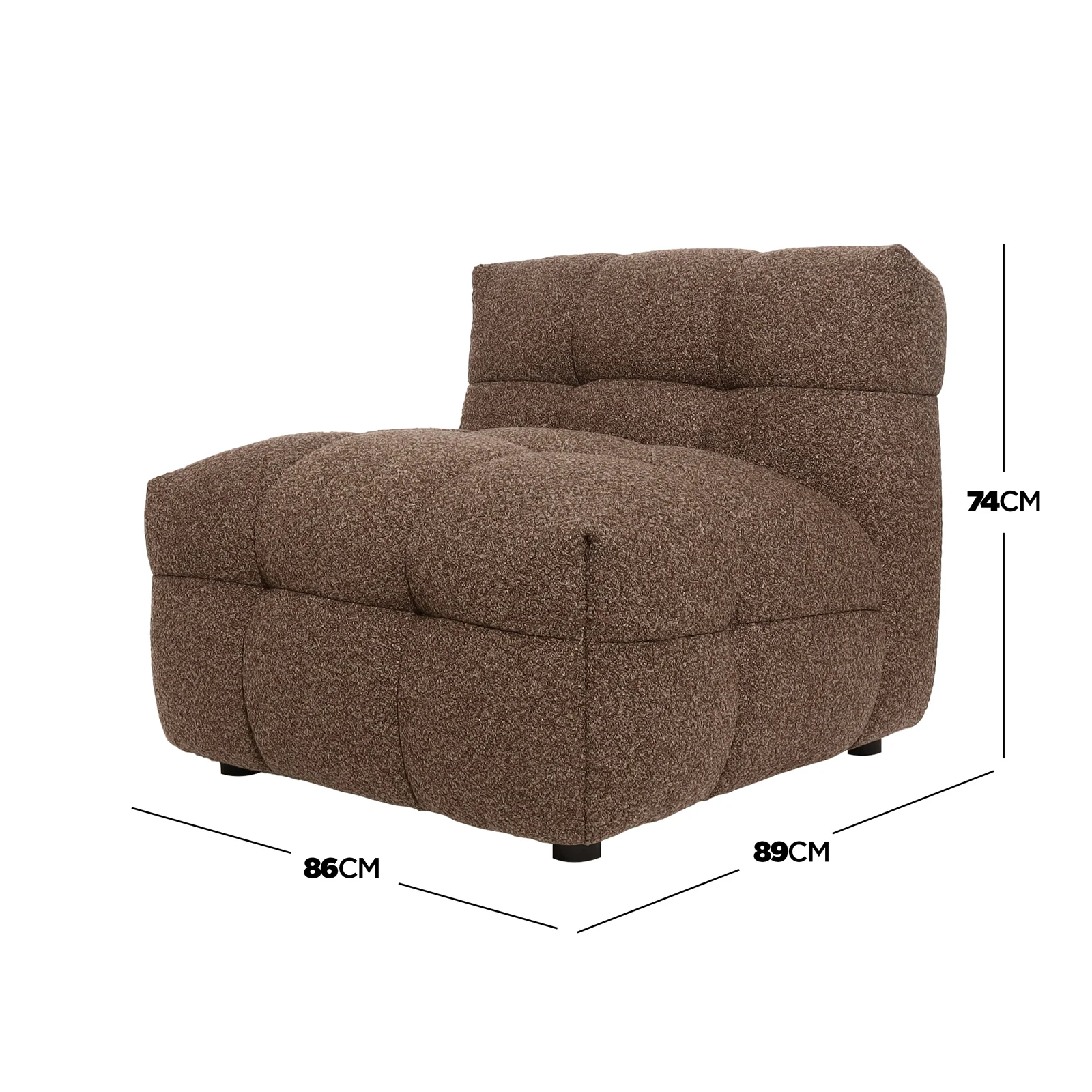 Norah 5 Seater Boucle Sofa Set With Ottoman in Chocolate Brown - Image 9