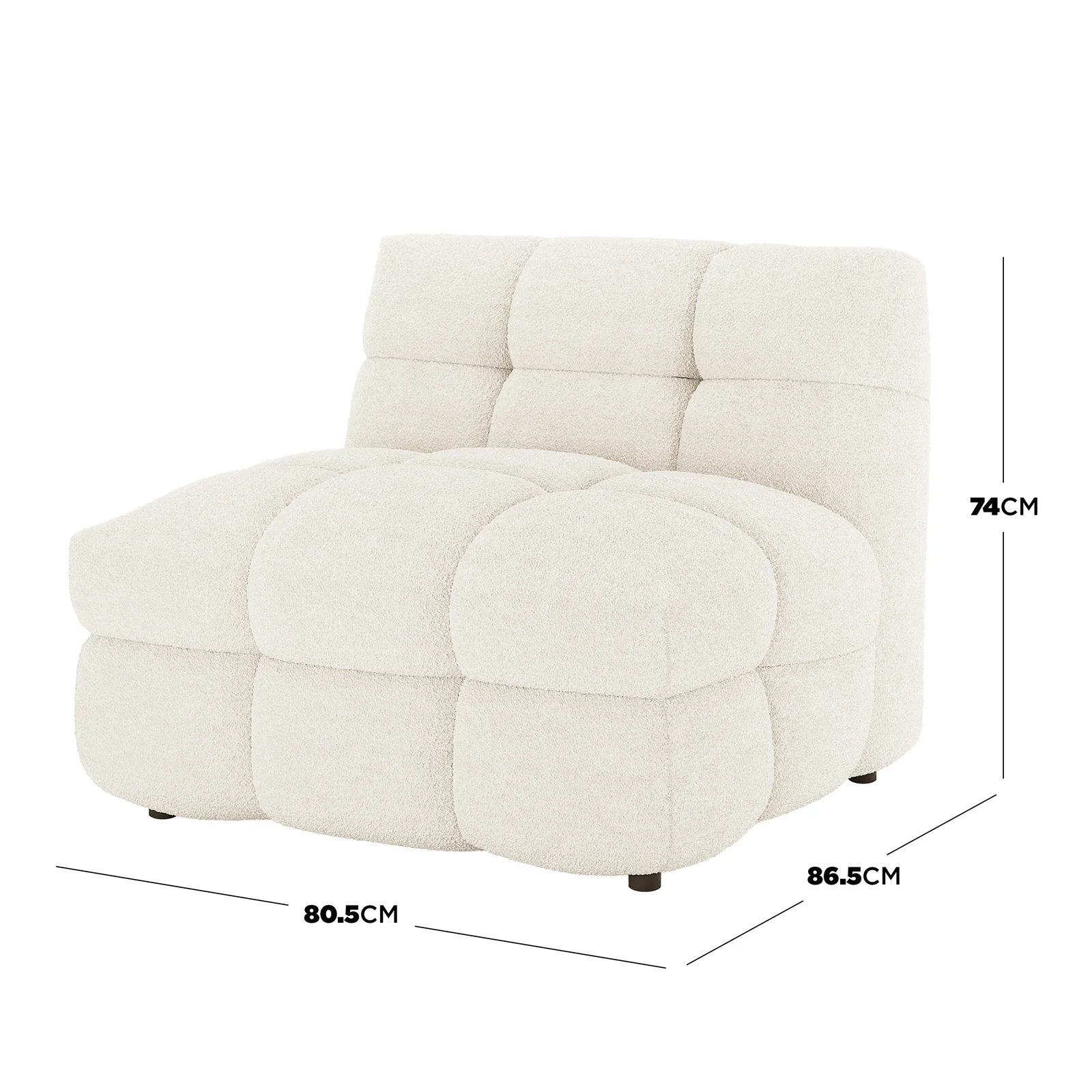 Norah 5 Seater Boucle Sofa Set with Ottoman in Cream White - Image 6