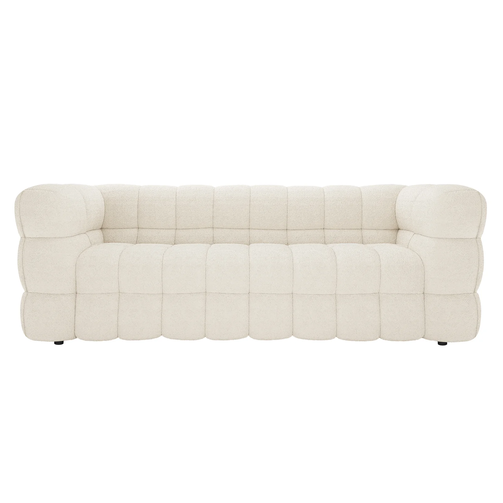 Norah 5 Seater Boucle Sofa Set with Ottoman in Cream White - Image 8