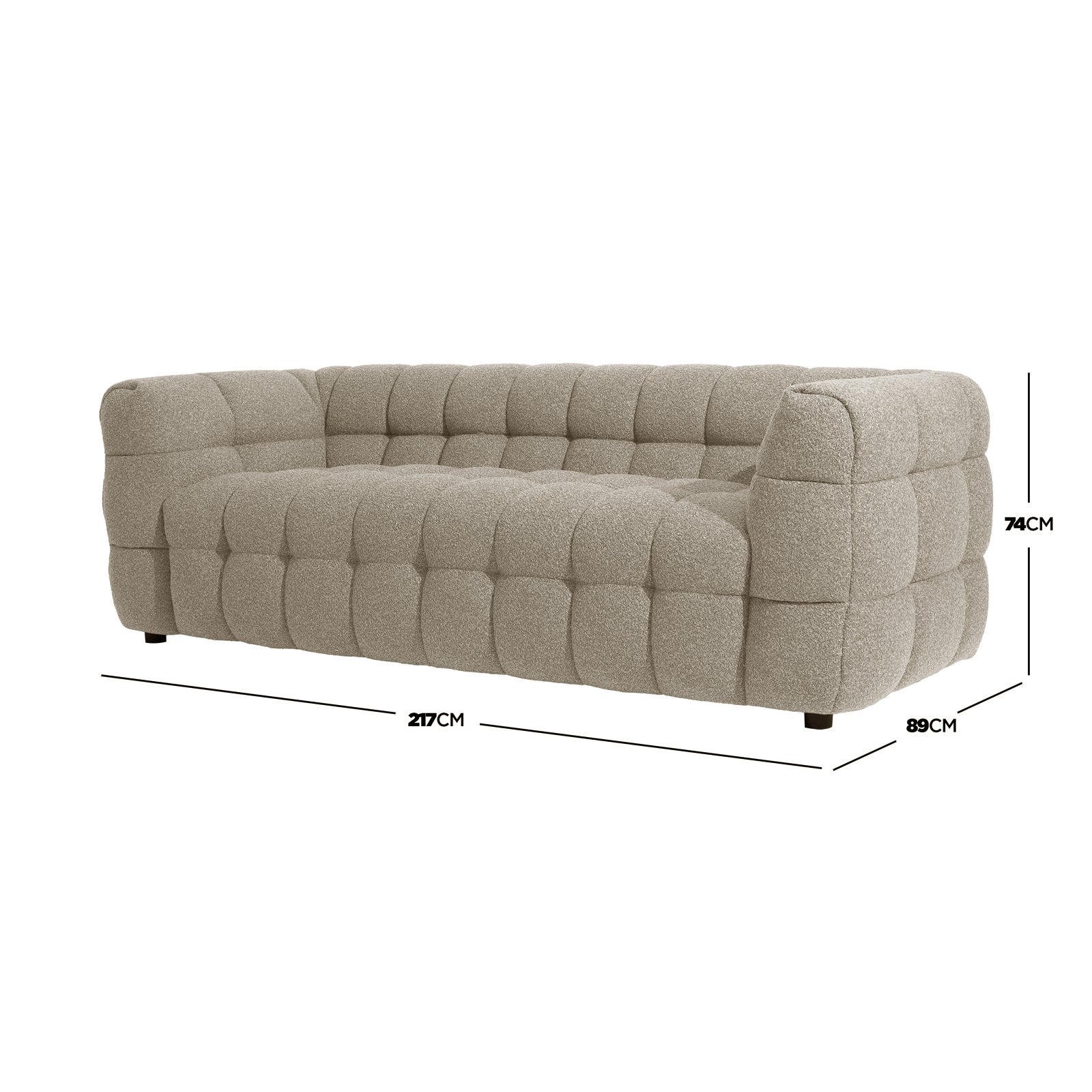 Norah 5 Seater Boucle Sofa Set With Ottoman in Warm Beige - Image 7