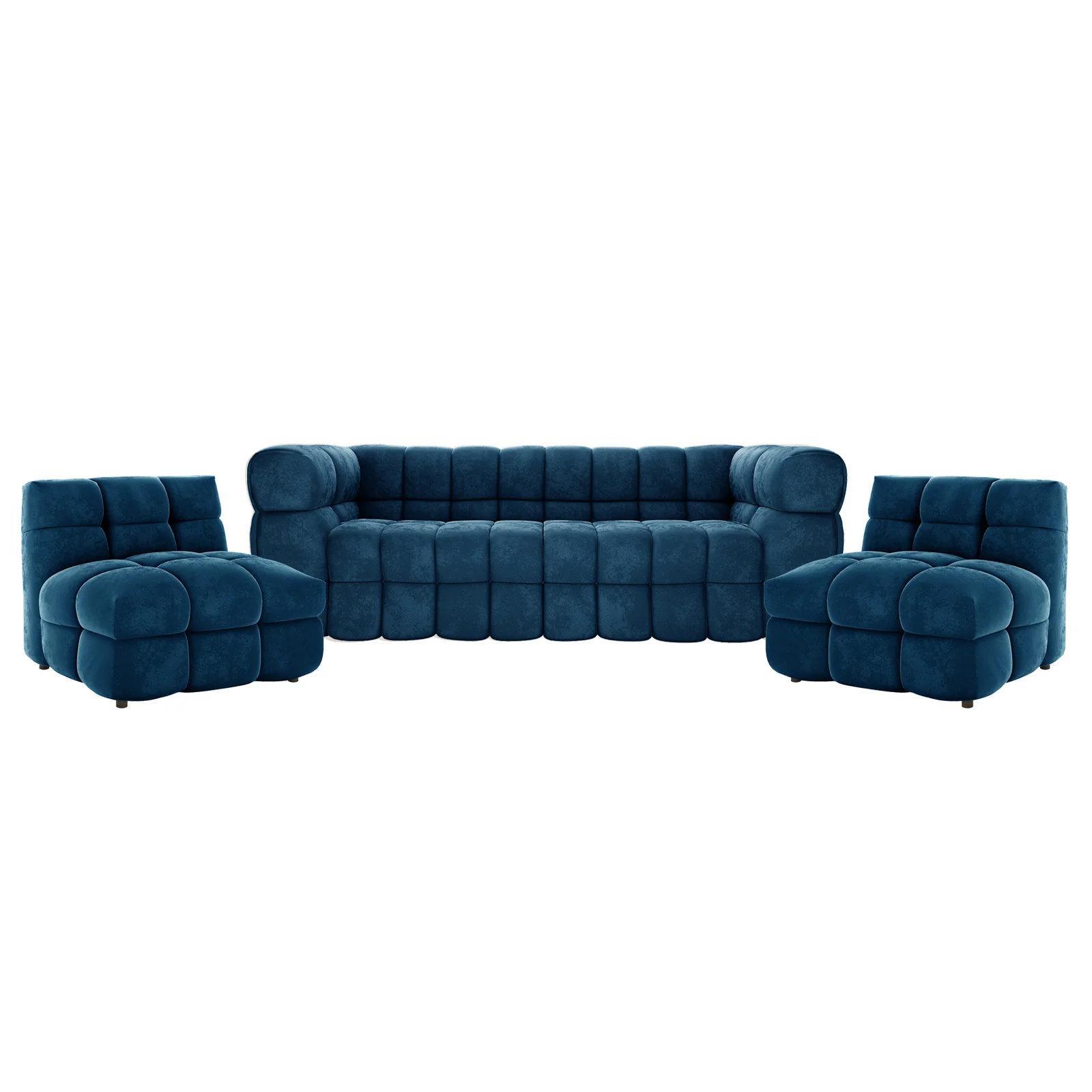 Norah 5 Seater Velvet Fabric Sofa Set in Blue