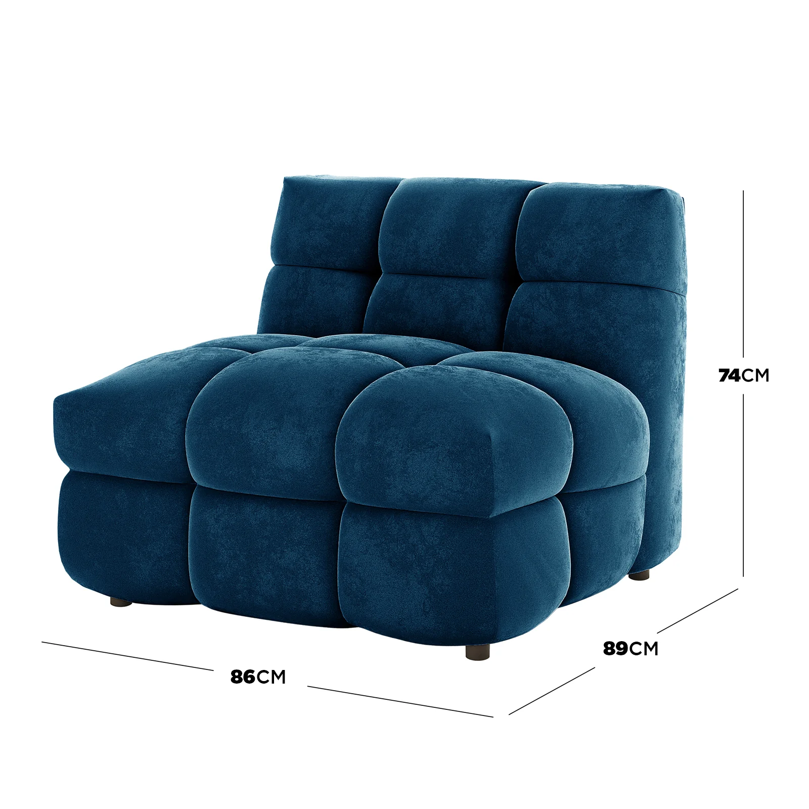 Norah 5 Seater Velvet Sofa Set with Ottoman in Blue - Image 4
