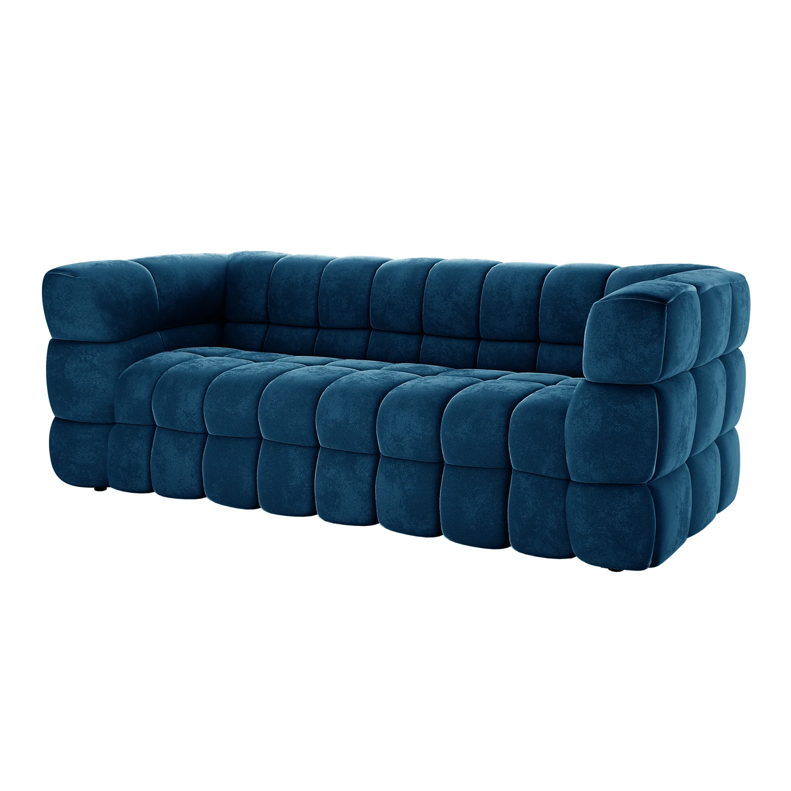 Norah 5 Seater Velvet Sofa Set with Ottoman in Blue - Image 7