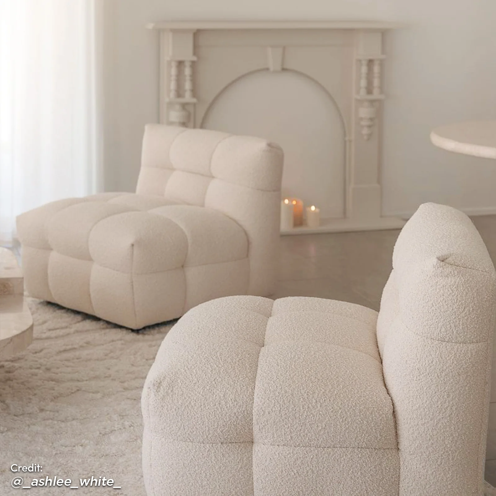 Norah Single Seater Boucle Sofa in Cream White - Image 2
