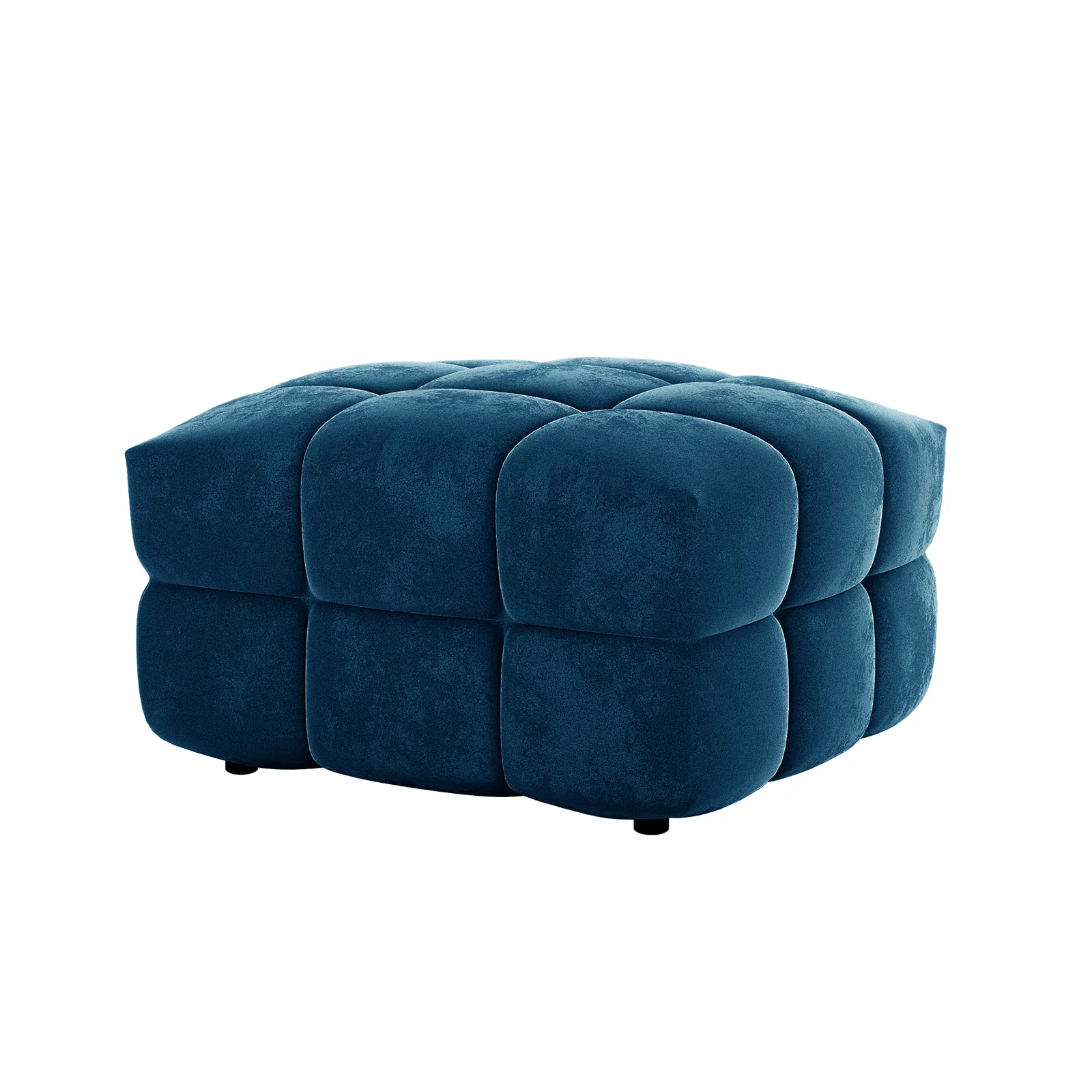 Norah Velvet Fabric Upholstered Tufted Ottoman in Blue