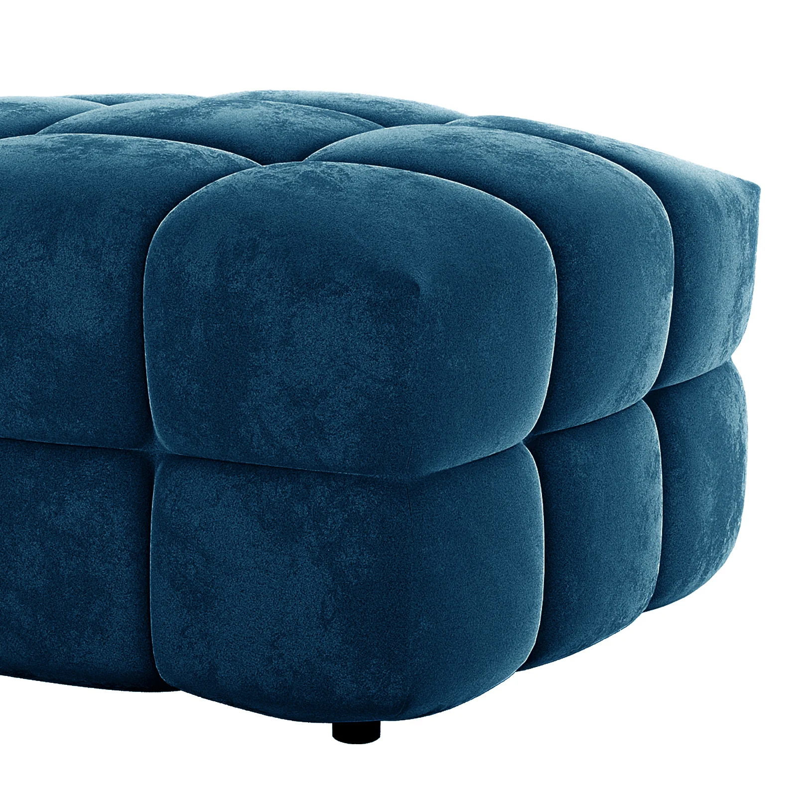 Norah Velvet Fabric Upholstered Tufted Ottoman in Blue - Image 6