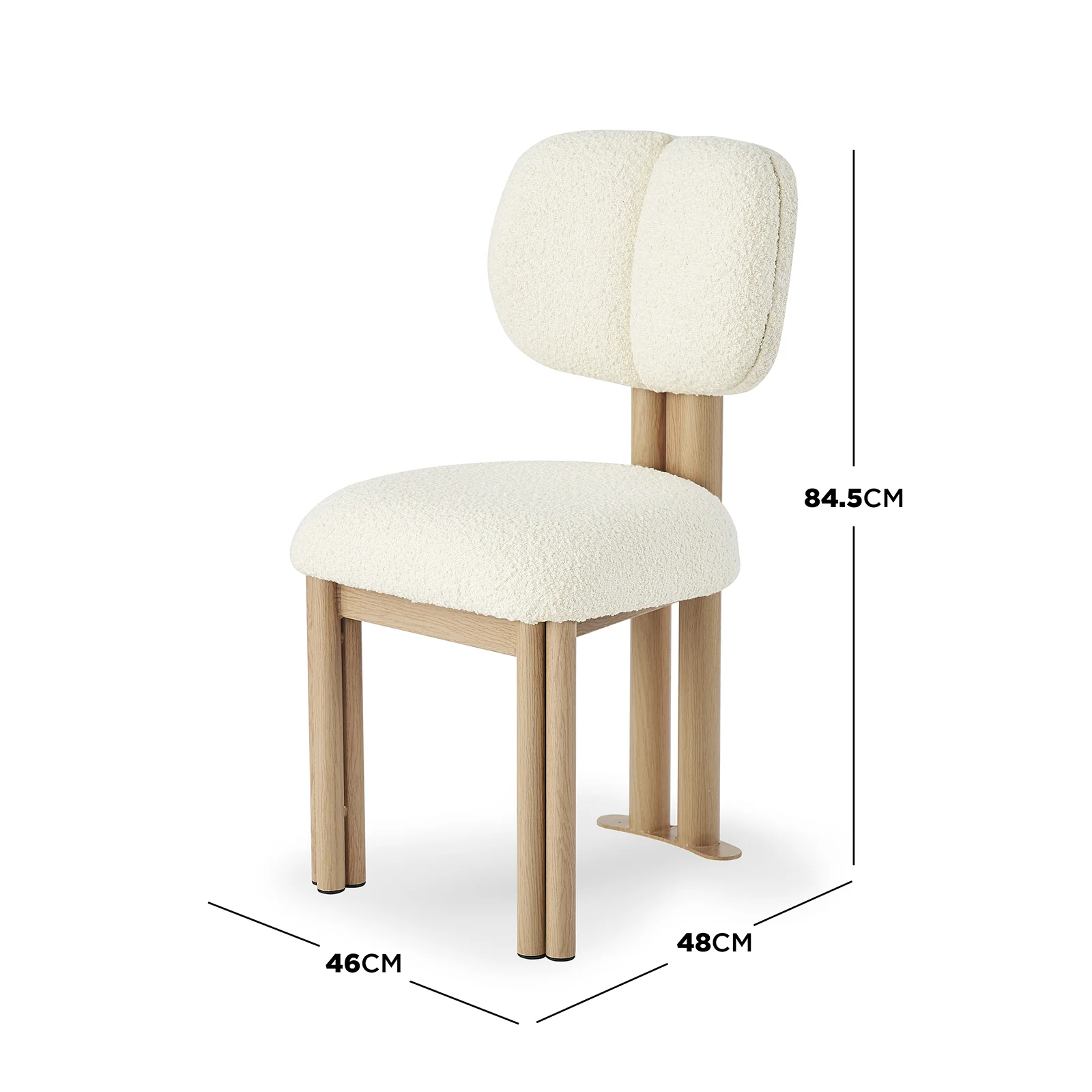 Norii Boucle Fabric Dining Chair in Cream White - Image 5