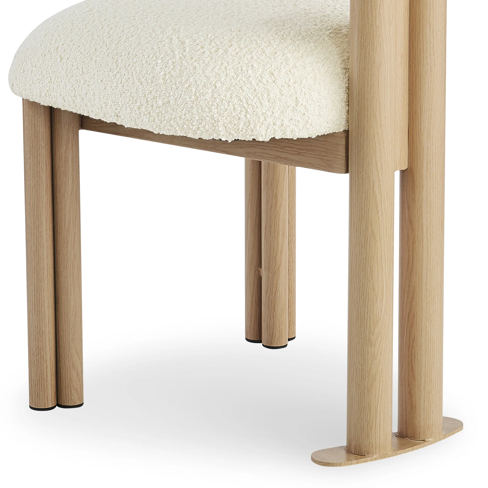 Norii Boucle Fabric Dining Chair in Cream White - Image 9
