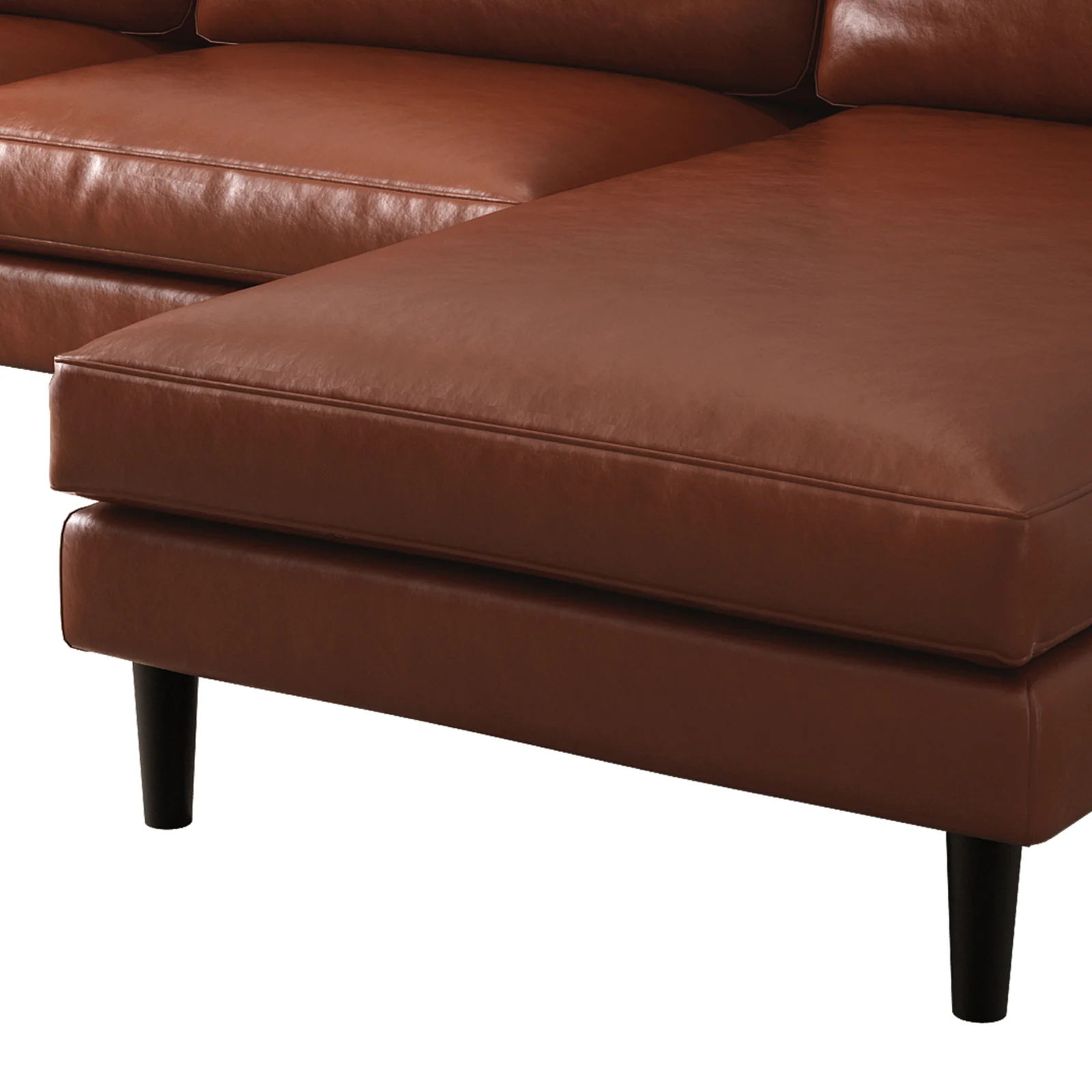Nornas 3 Seater PU Leather Sofa with Chaise in Brown - Image 8