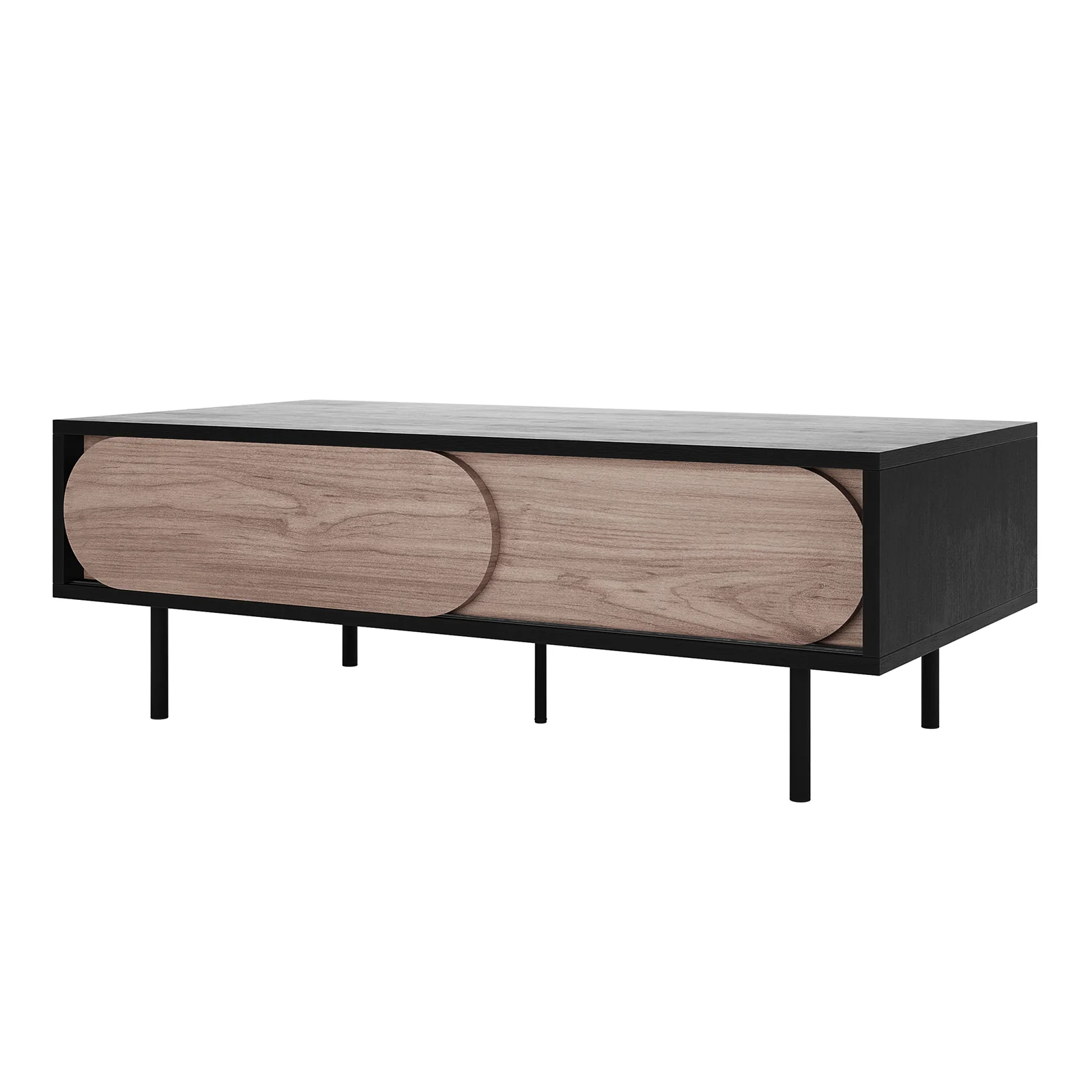 Novia 120cm Coffee Table with Sliding Doors in Black - Image 5
