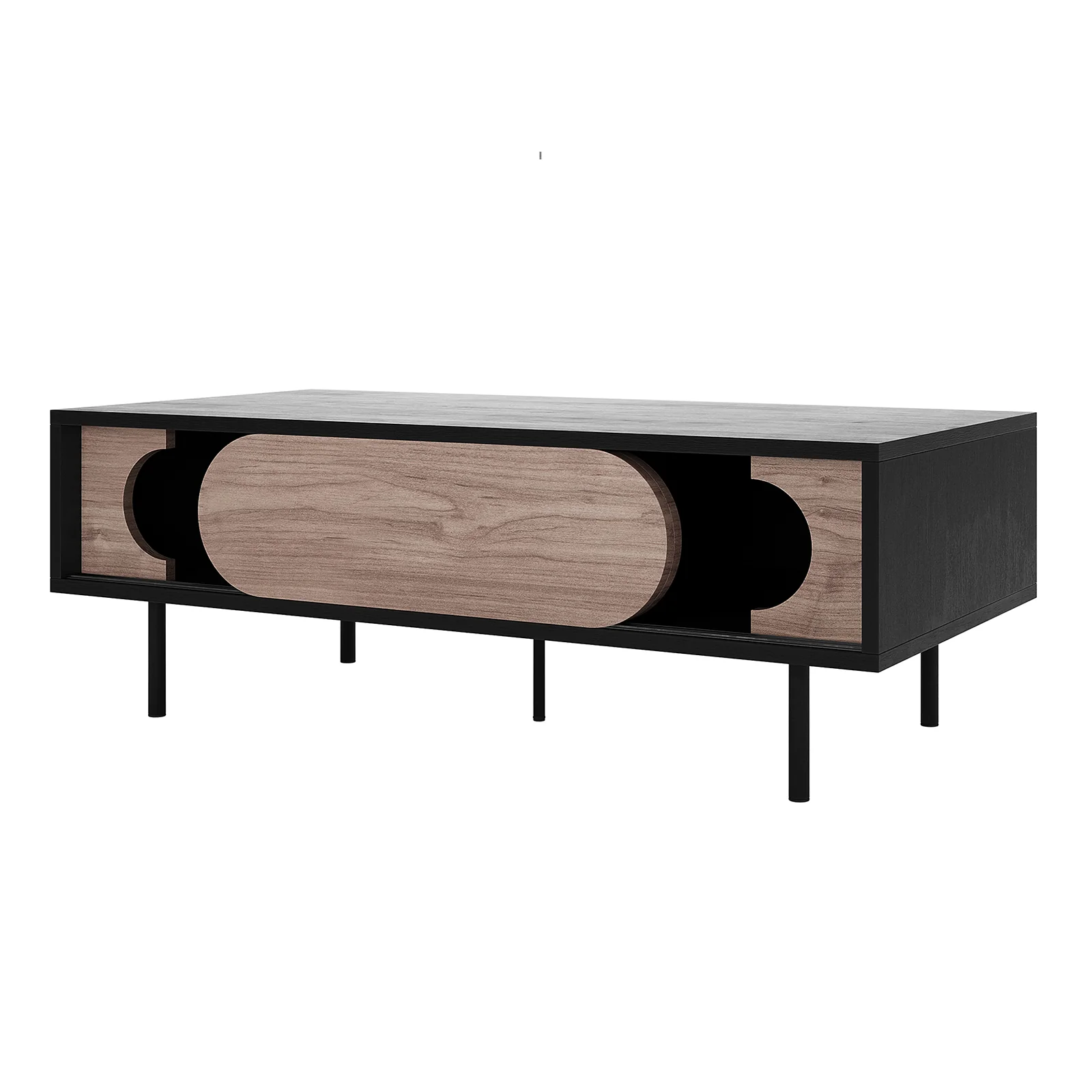 Novia 120cm Coffee Table with Sliding Doors in Black - Image 6