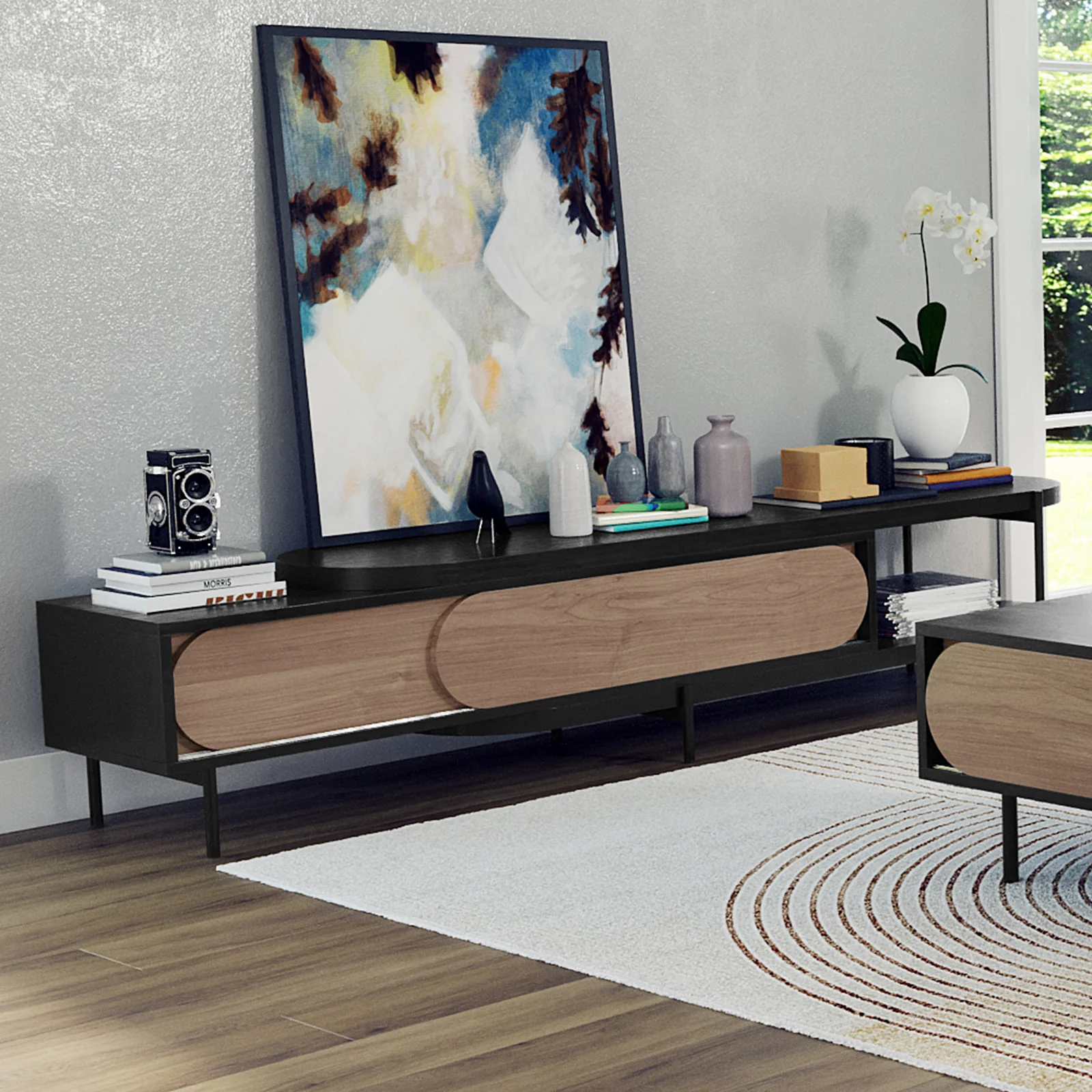 Novia 220-270cm Extendable Entertainment TV Unit in Black - Image 4