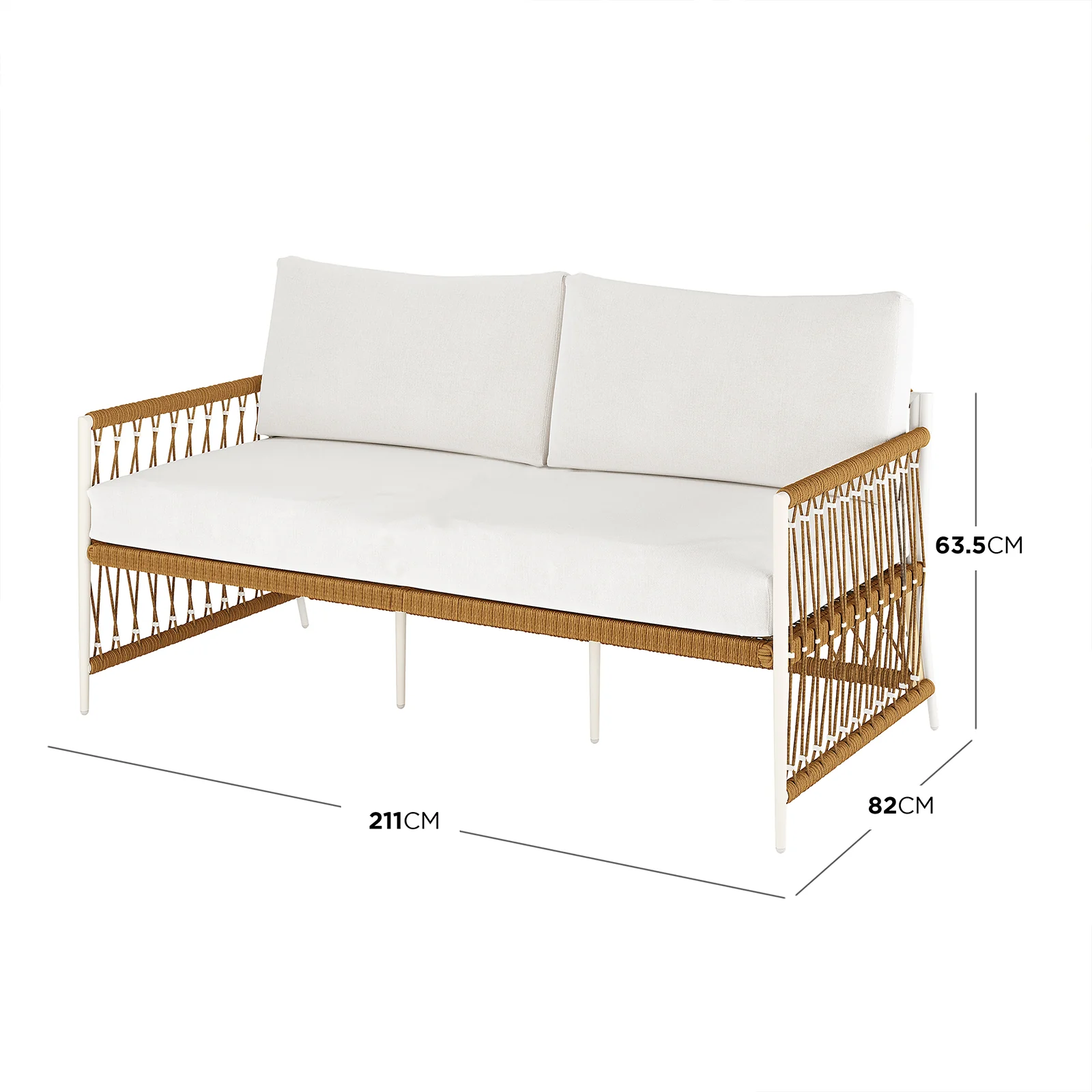 Nuevo 4 Seater Wicker Outdoor Lounge Set in Light Beige - Image 13