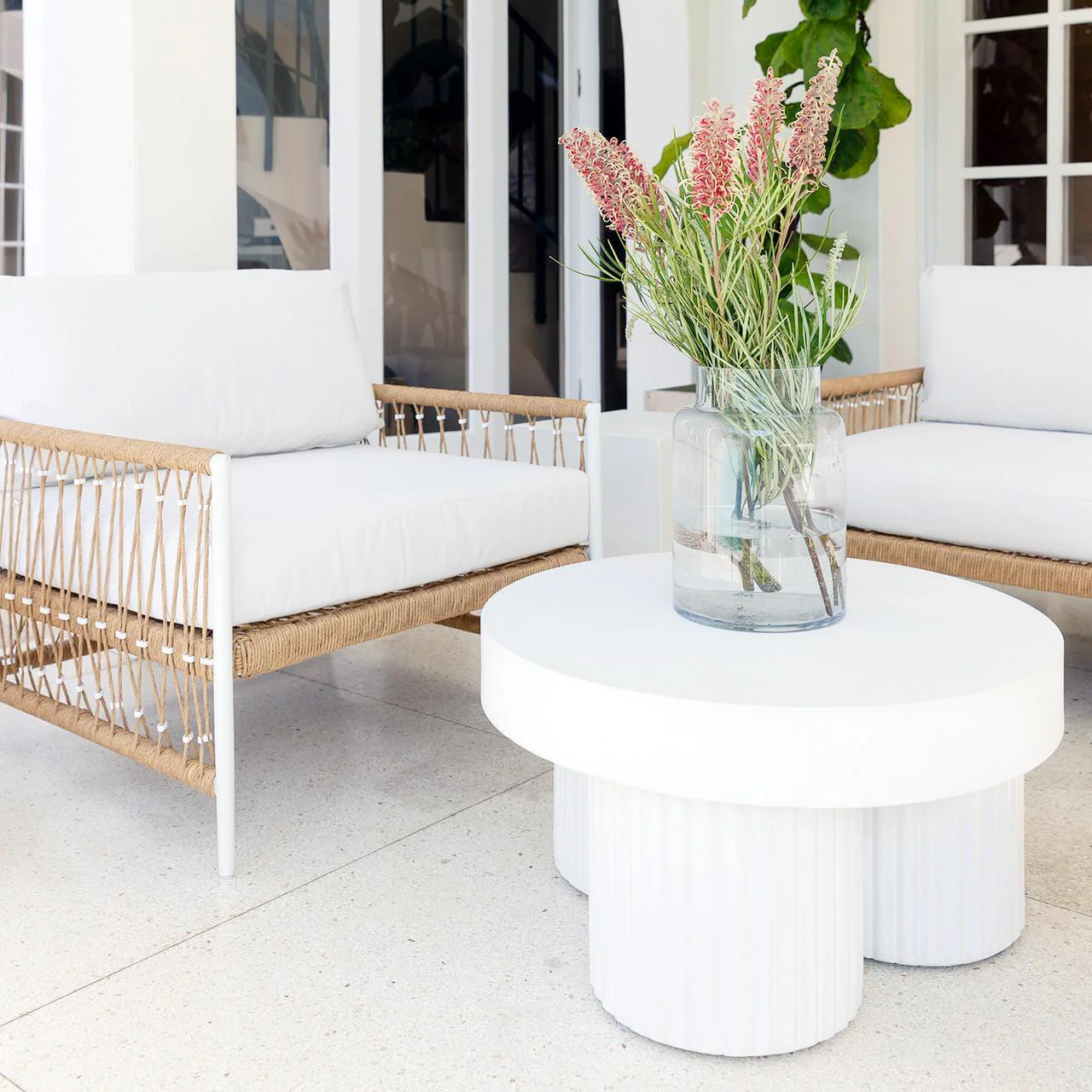 Nuevo 4 Seater Wicker Outdoor Lounge Set in Light Beige - Image 4