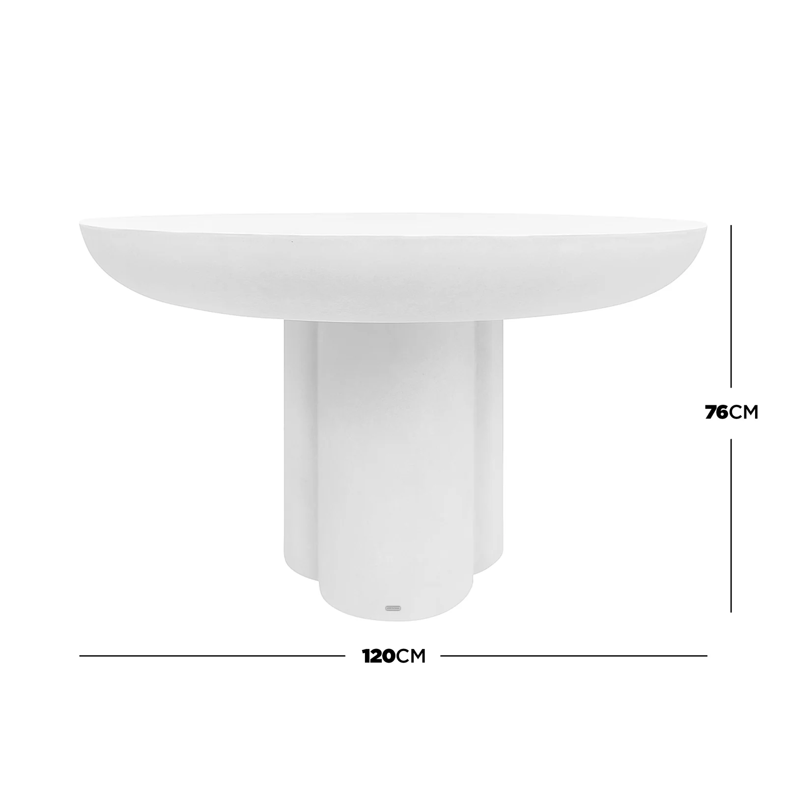 Oberon 120cm Round Outdoor Concrete Dining Table in White - Image 5