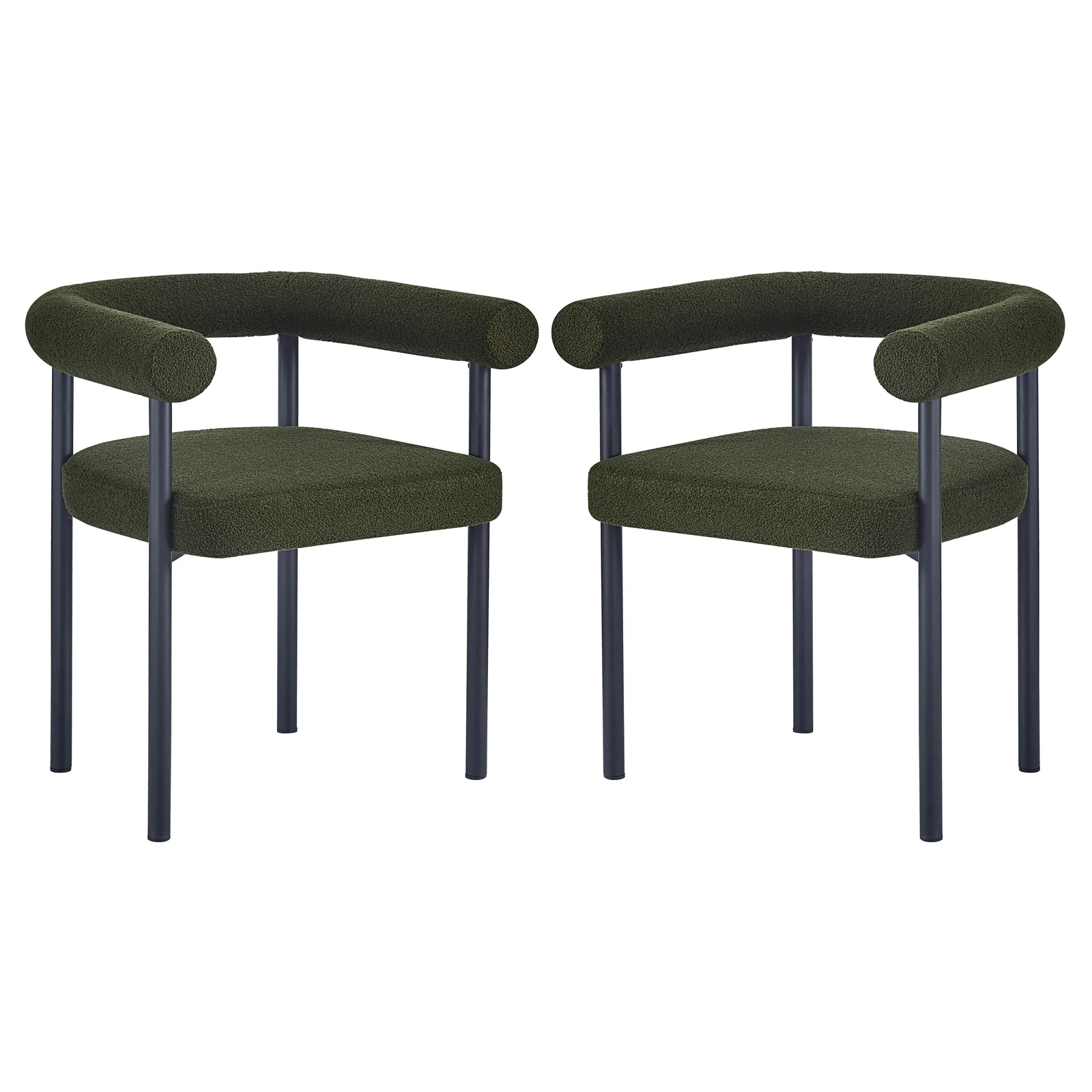 Ohio Curved Boucle Dining Chair Set of 2 in Green