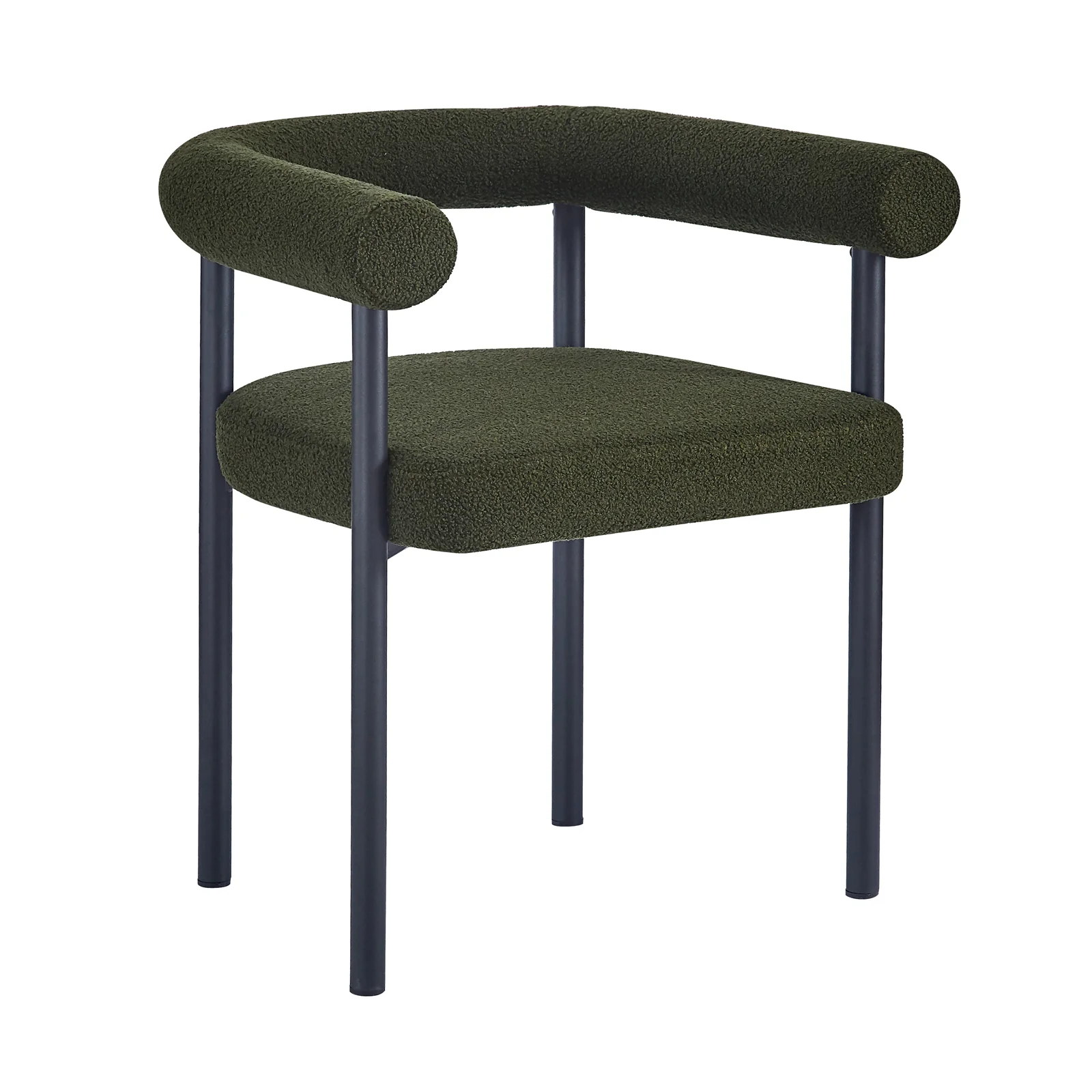 Ohio Curved Boucle Dining Chair Set of 2 in Green - Image 3