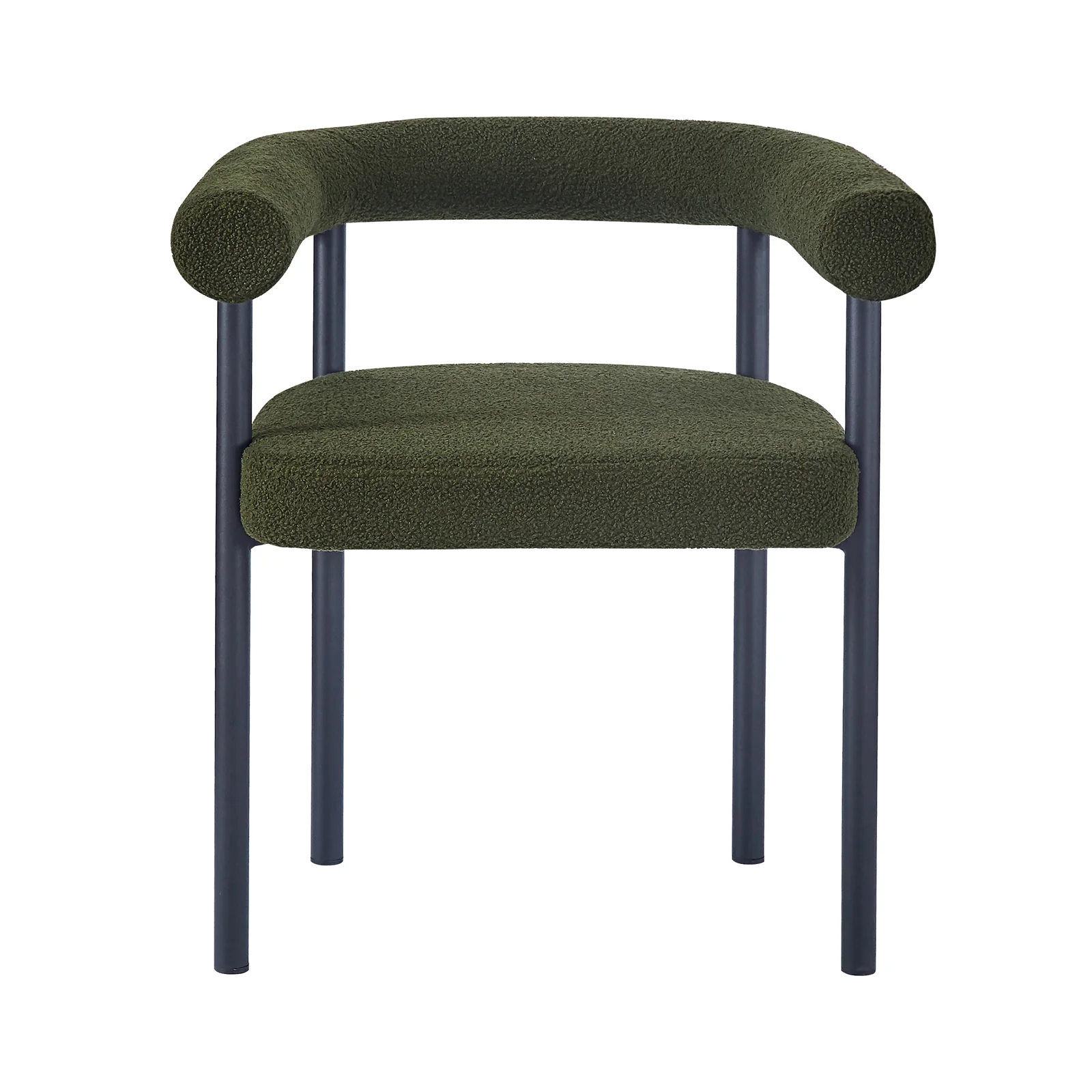 Ohio Curved Boucle Dining Chair Set of 2 in Green - Image 4