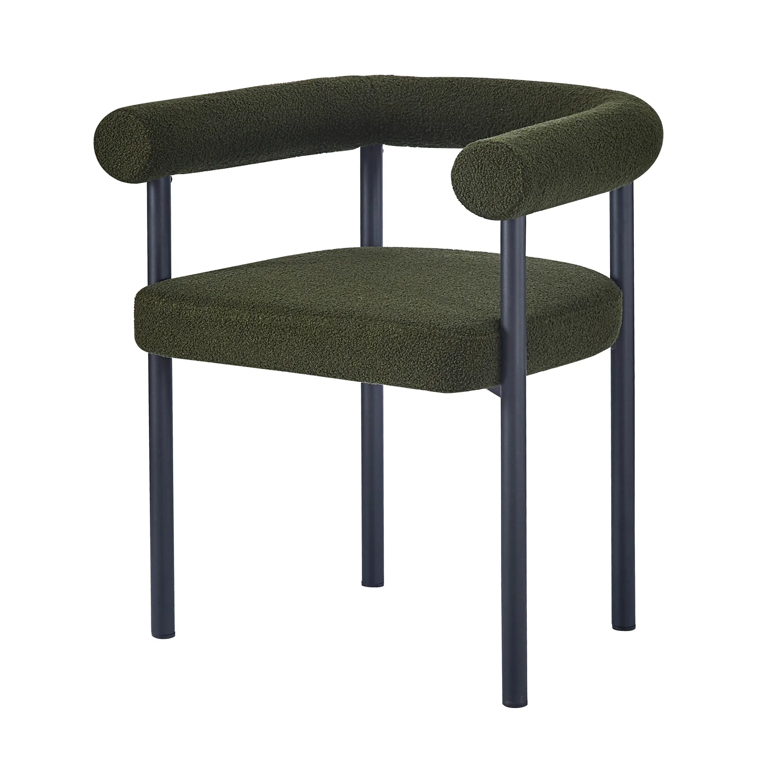 Ohio Curved Boucle Dining Chair Set of 2 in Green - Image 5
