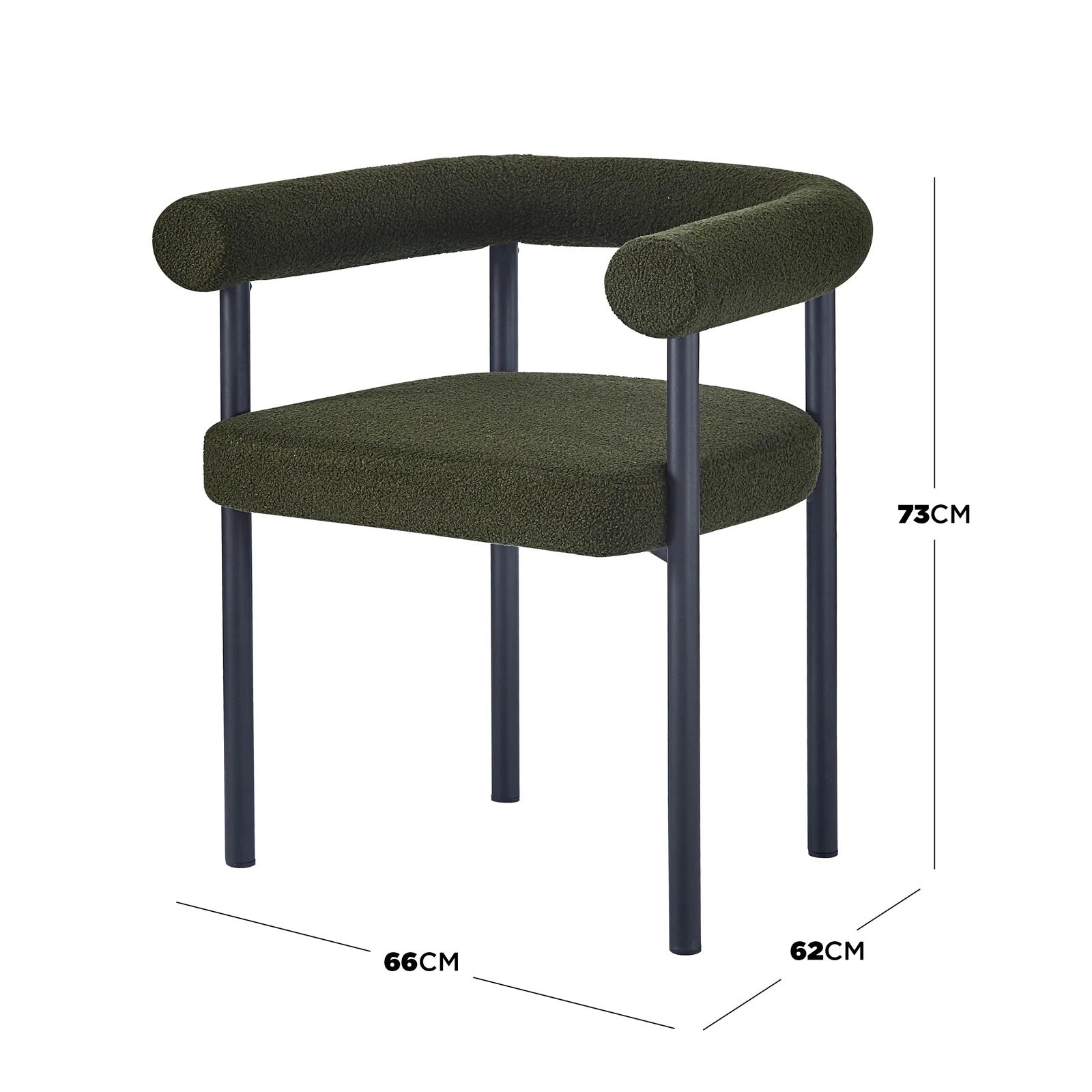 Ohio Curved Boucle Dining Chair Set of 2 in Green - Image 9