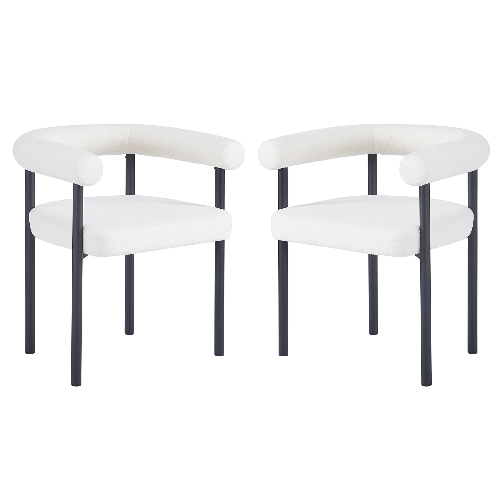 Ohio Curved Boucle Dining Chair Set of 2 in Cream
