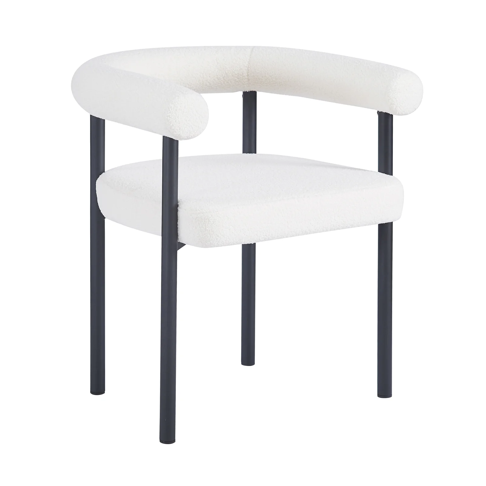 Ohio Curved Boucle Dining Chair Set of 2 in Cream - Image 4