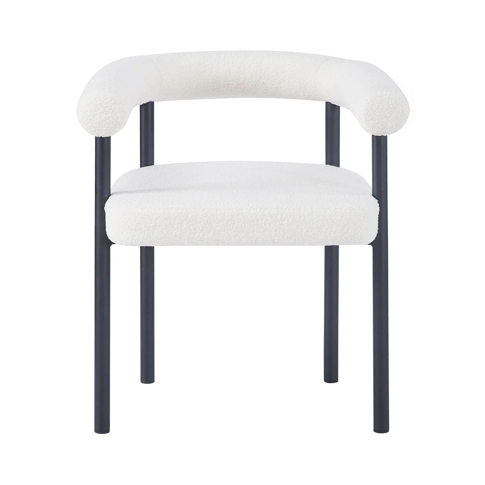 Ohio Curved Boucle Dining Chair Set of 2 in Cream - Image 5