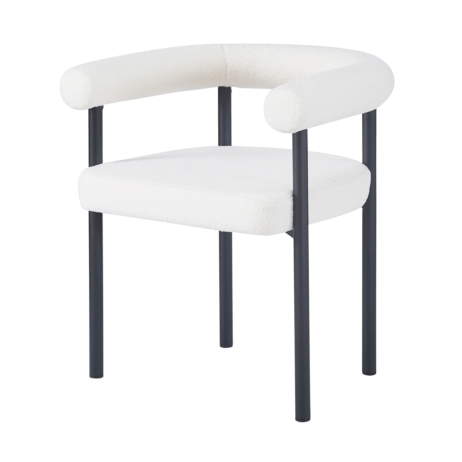 Ohio Curved Boucle Dining Chair Set of 2 in Cream - Image 6