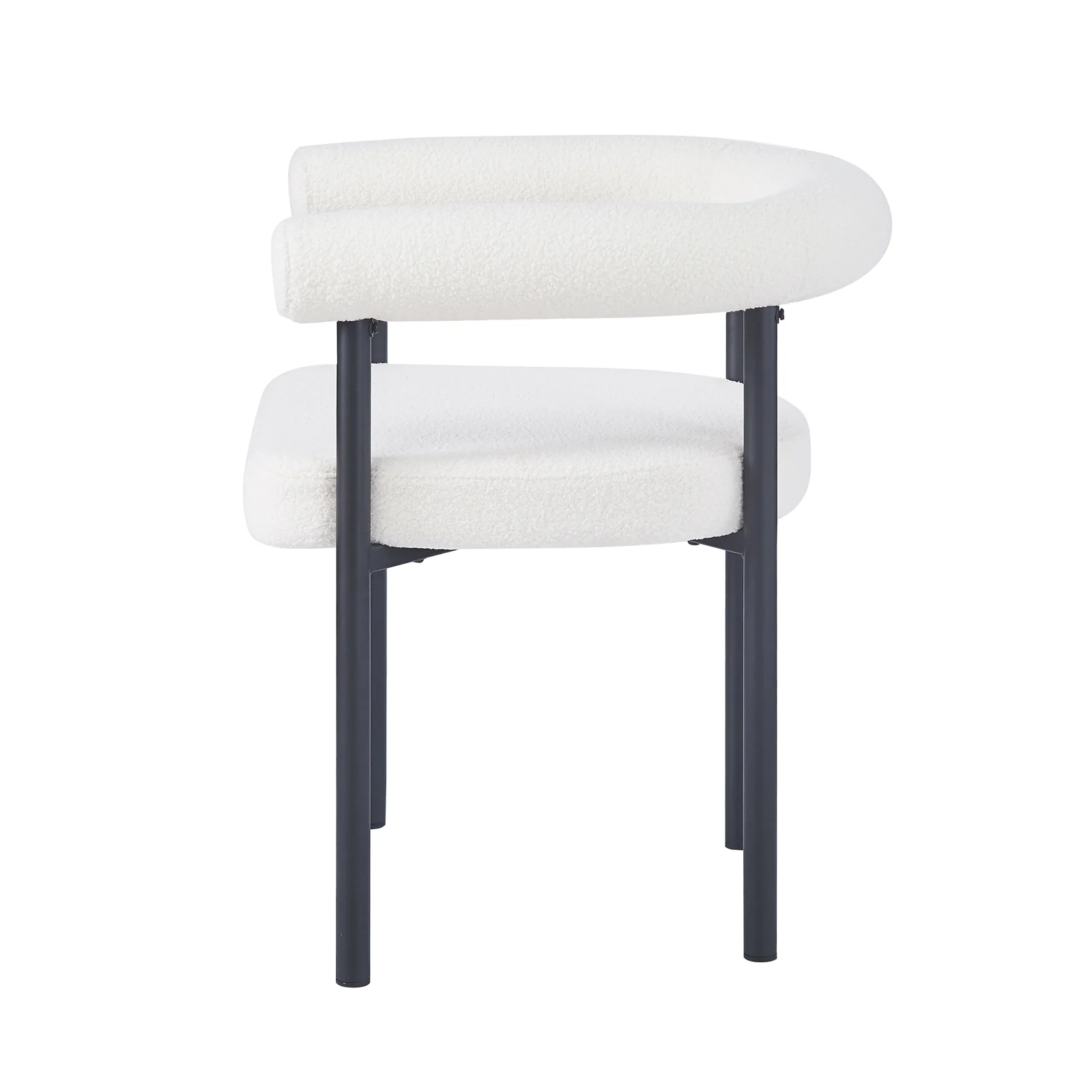 Ohio Curved Boucle Dining Chair Set of 2 in Cream - Image 7