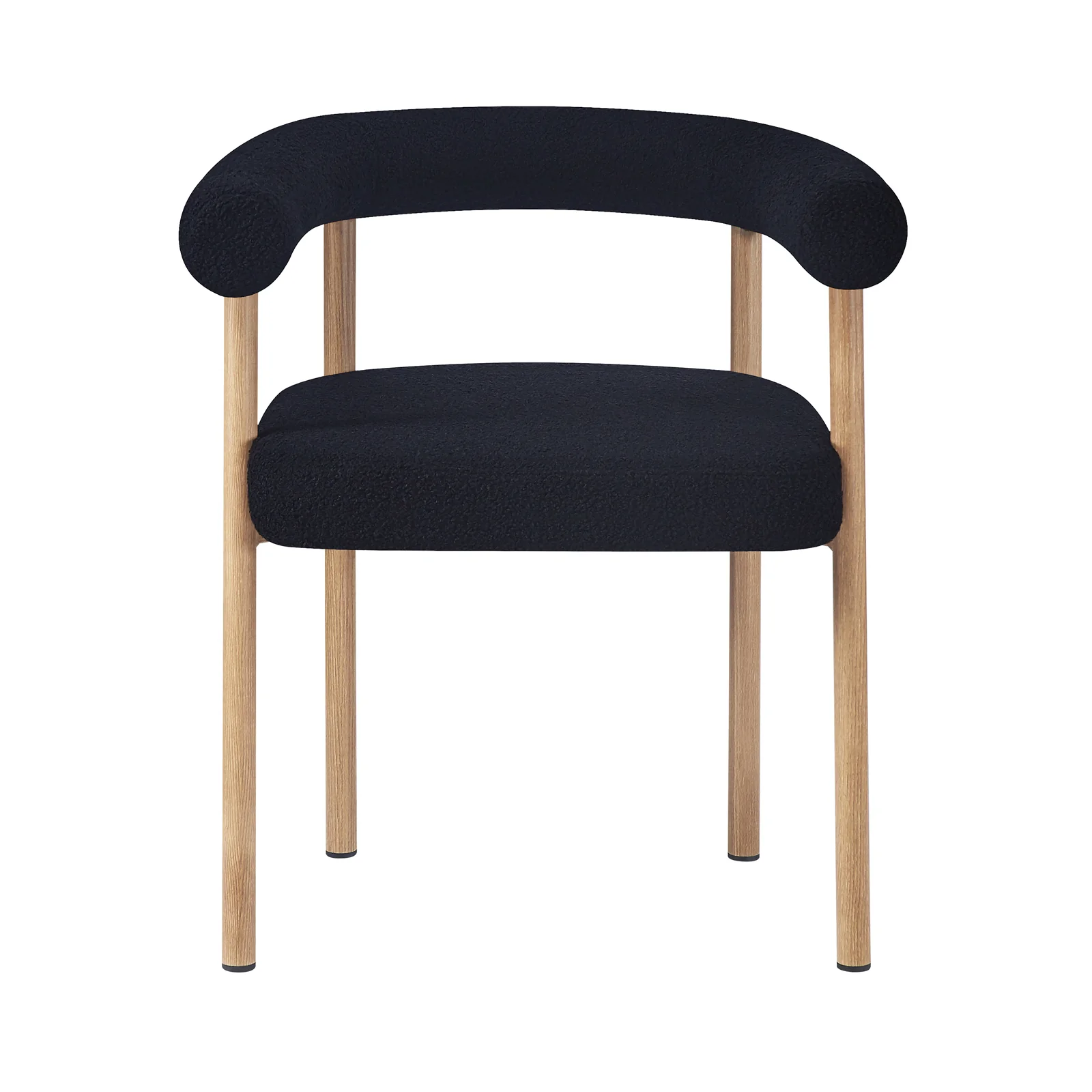 Ohio Curved Boucle Dining Chair Set of 2 in Black & Oak - Image 5