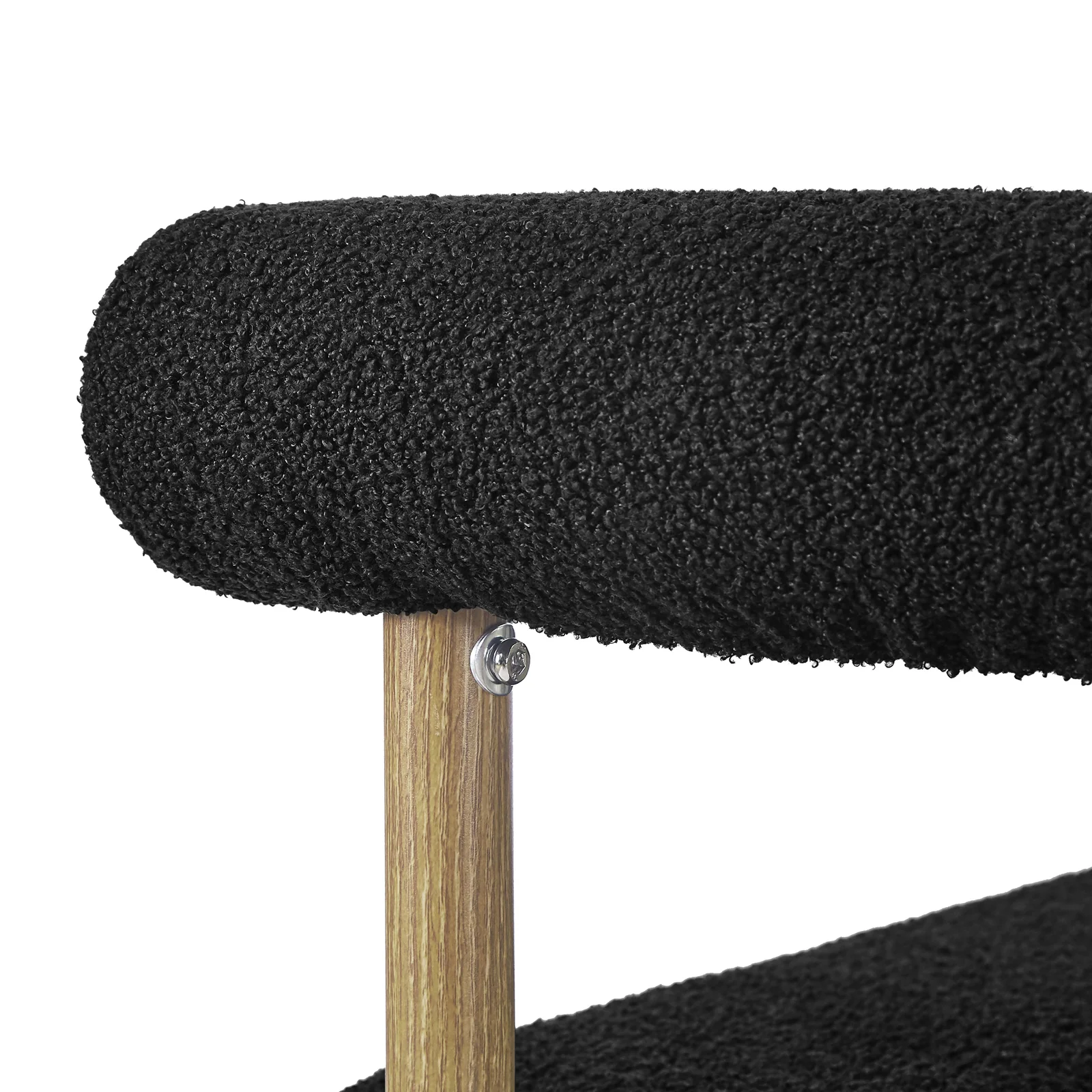 Ohio Curved Boucle Dining Chair Set of 2 in Black & Oak - Image 8