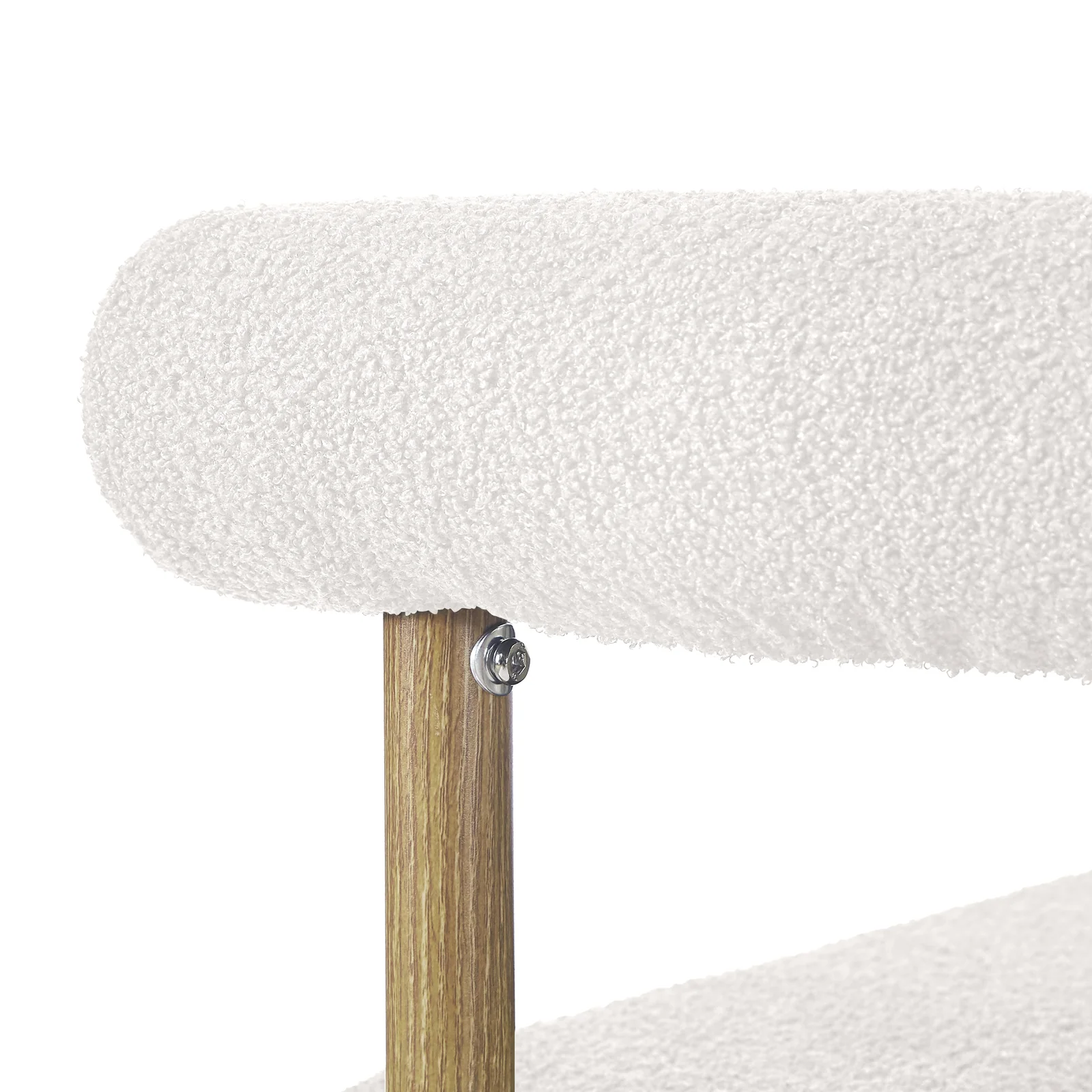 Ohio Curved Boucle Dining Chair Set of 2 in Cream & Oak - Image 10