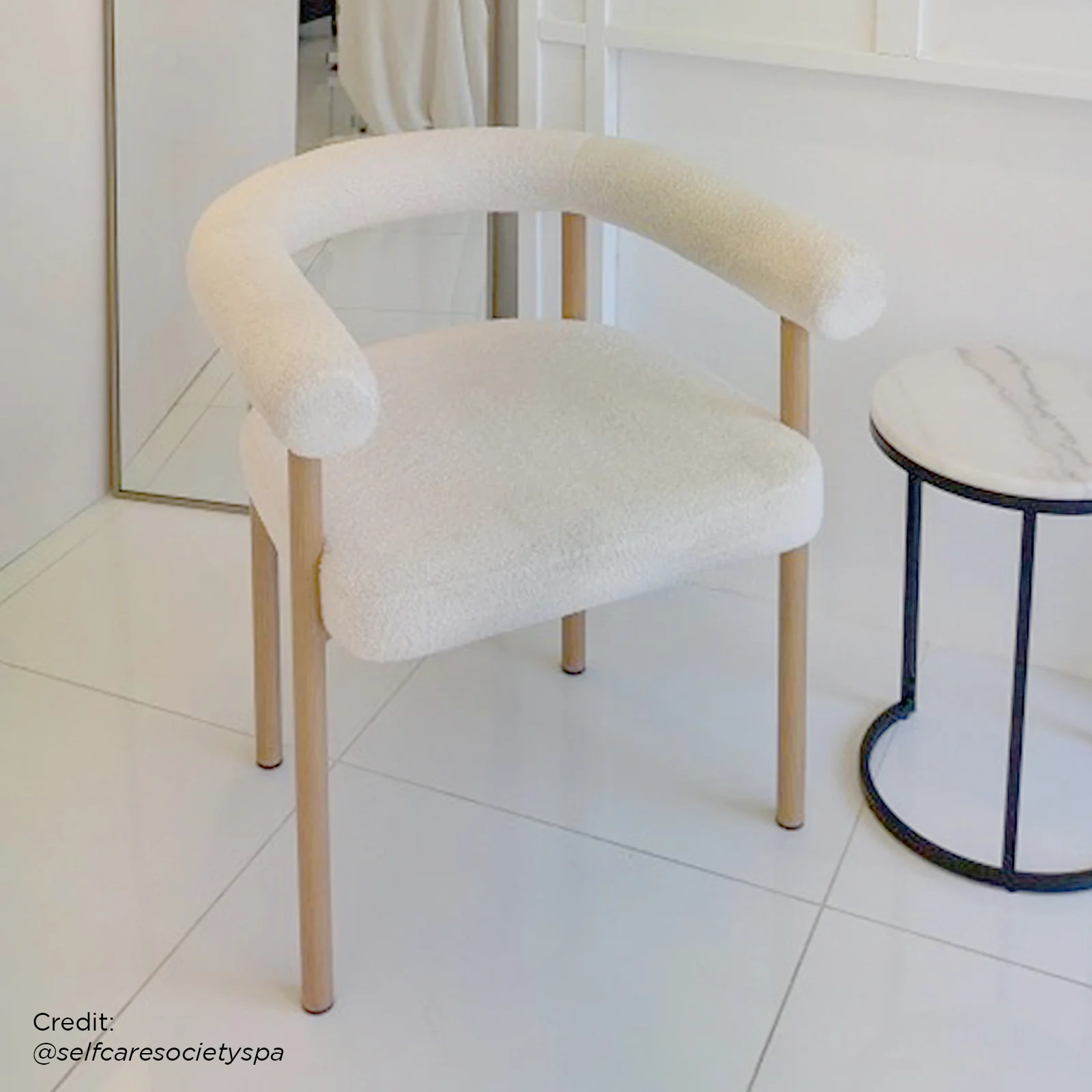 Ohio Curved Boucle Dining Chair Set of 2 in Cream & Oak - Image 5
