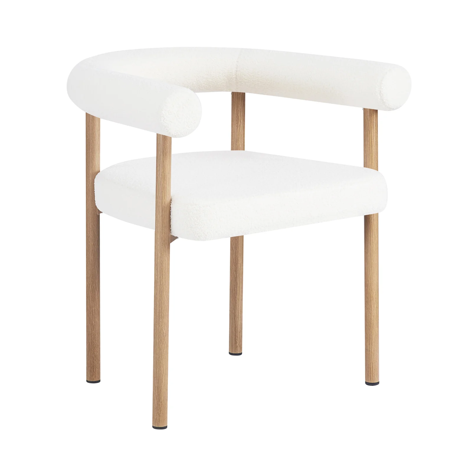 Ohio Curved Boucle Dining Chair Set of 2 in Cream & Oak - Image 6