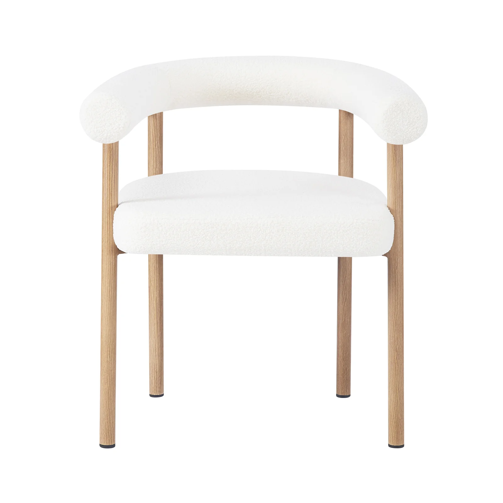 Ohio Curved Boucle Dining Chair Set of 2 in Cream & Oak - Image 7