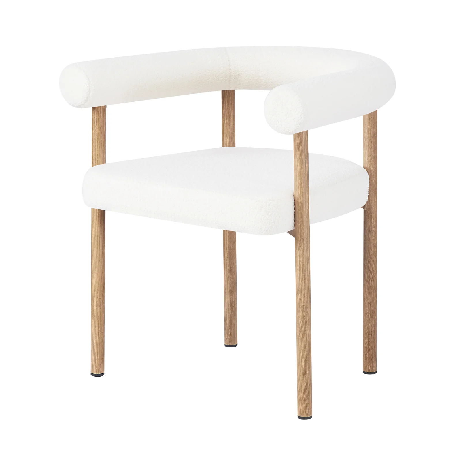 Ohio Curved Boucle Dining Chair Set of 2 in Cream & Oak - Image 8