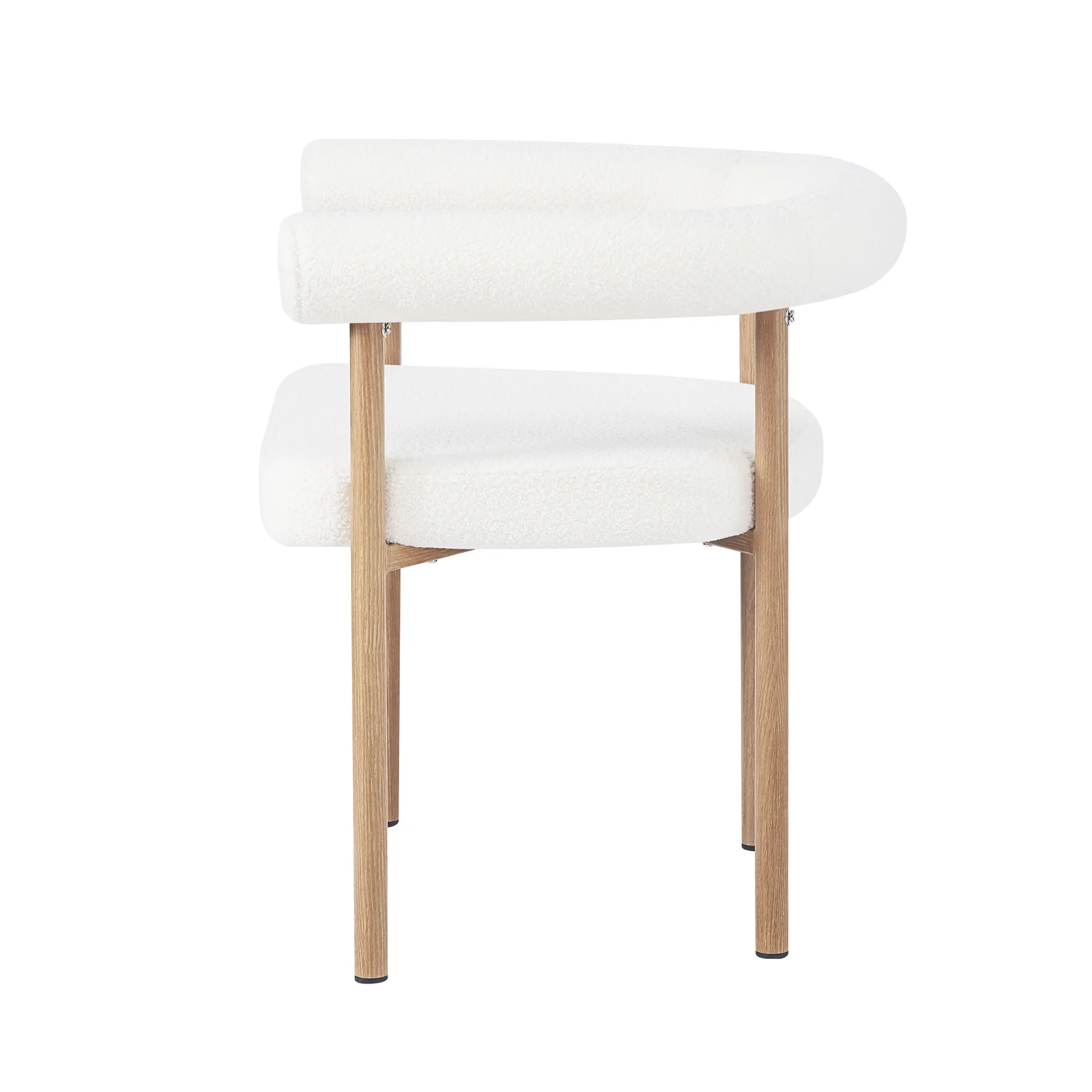 Ohio Curved Boucle Dining Chair Set of 2 in Cream & Oak - Image 9