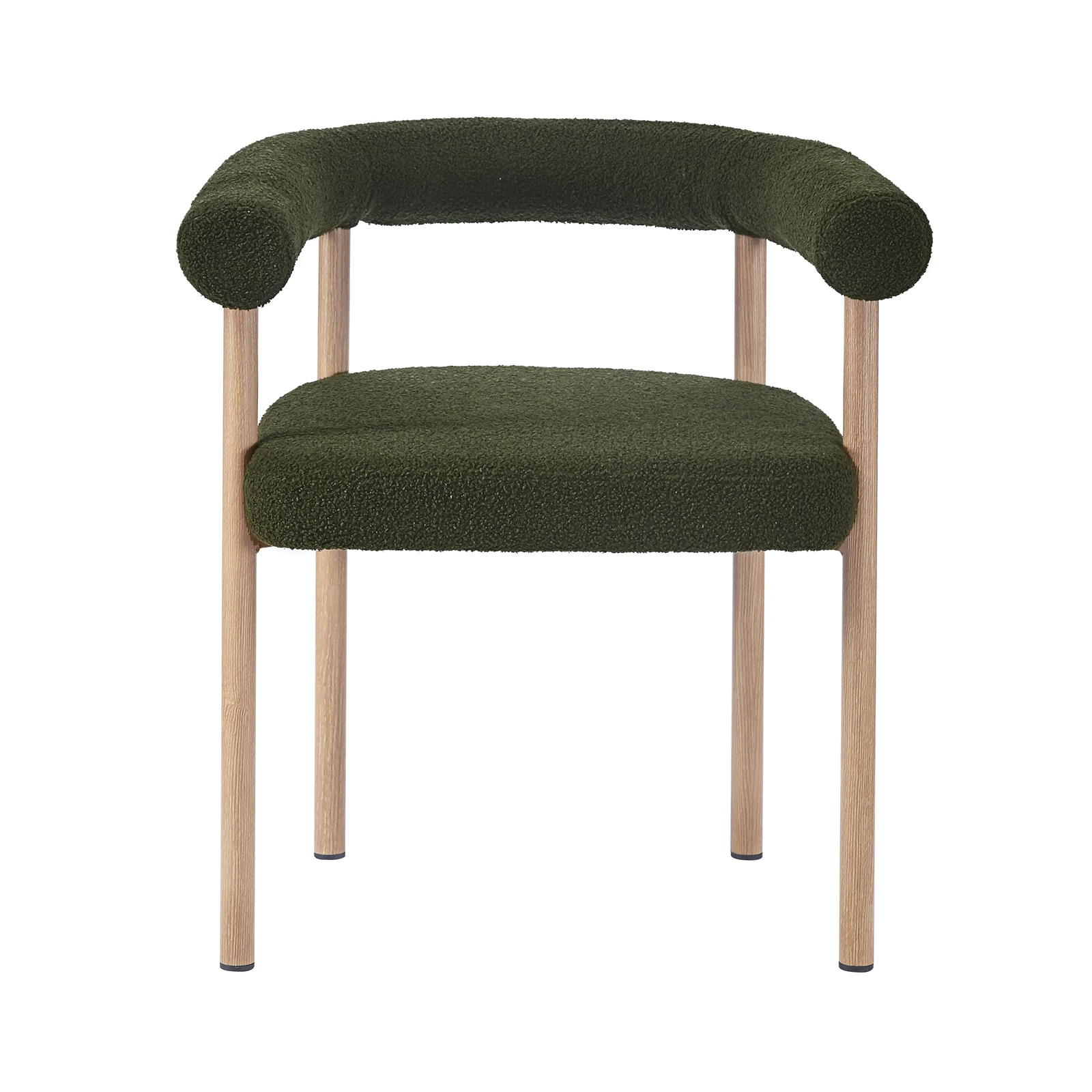 Ohio Curved Boucle Dining Chair Set of 2 in Green & Oak - Image 5