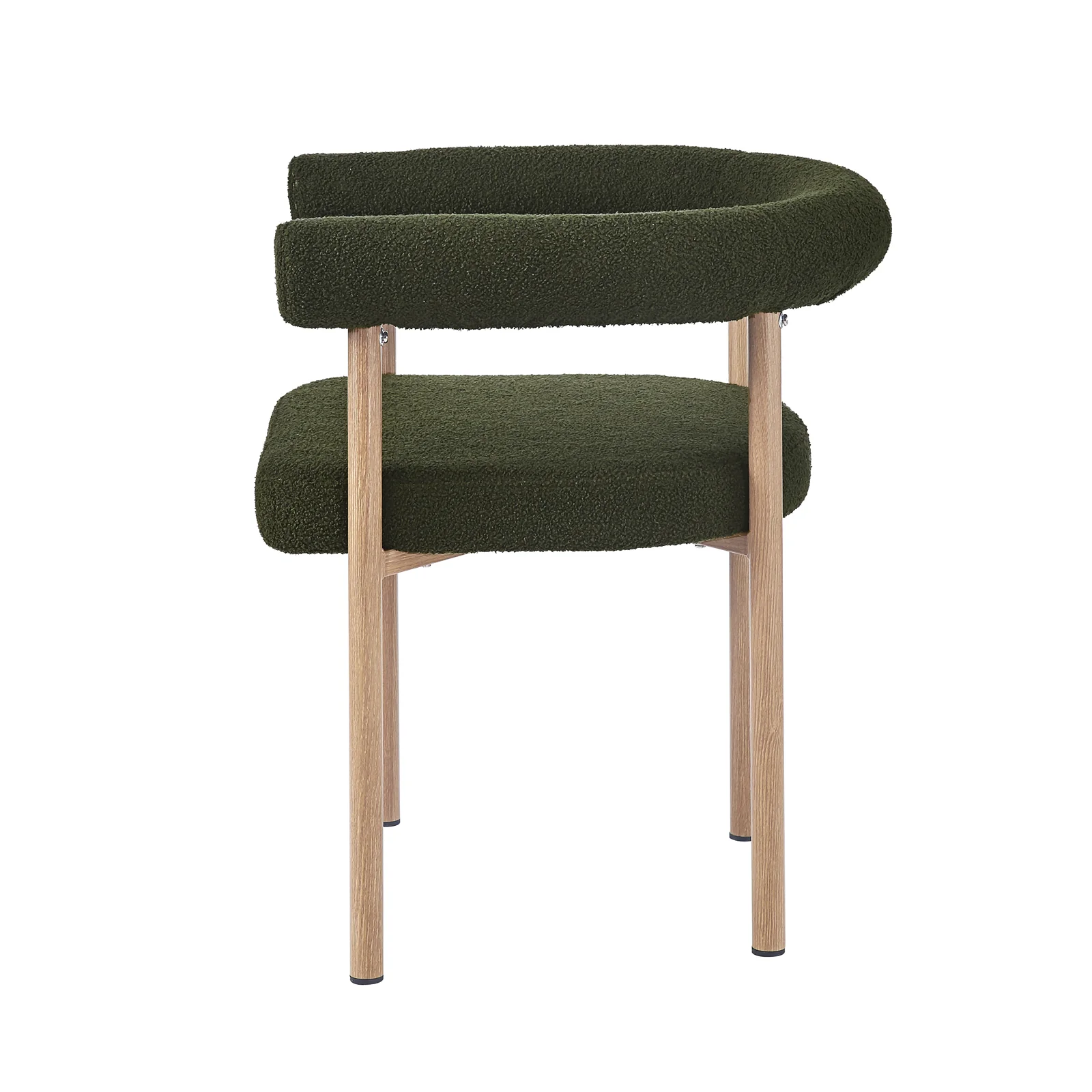 Ohio Curved Boucle Dining Chair Set of 2 in Green & Oak - Image 7