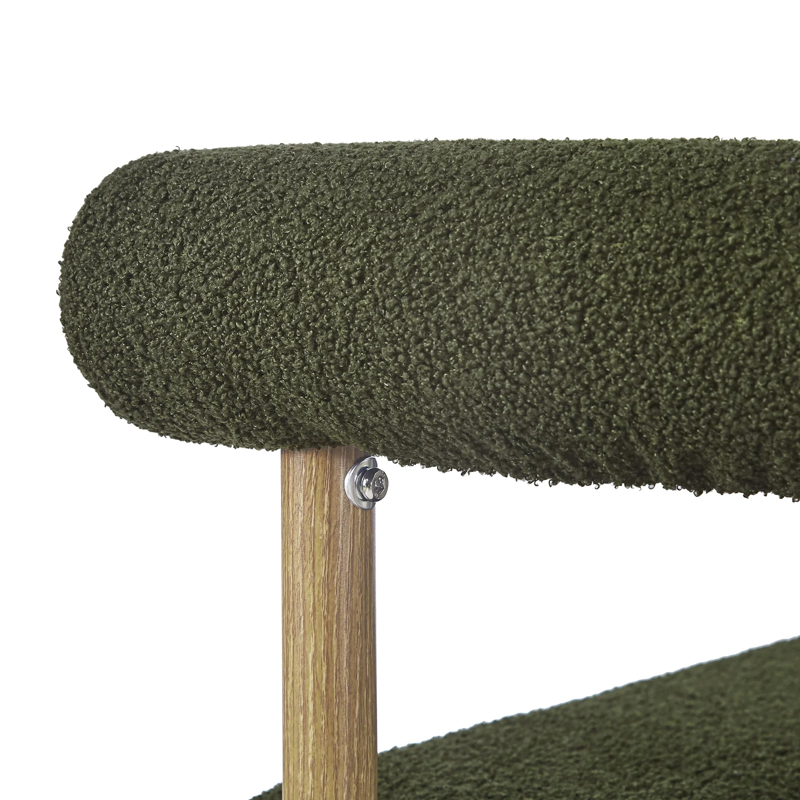 Ohio Curved Boucle Dining Chair Set of 2 in Green & Oak - Image 8