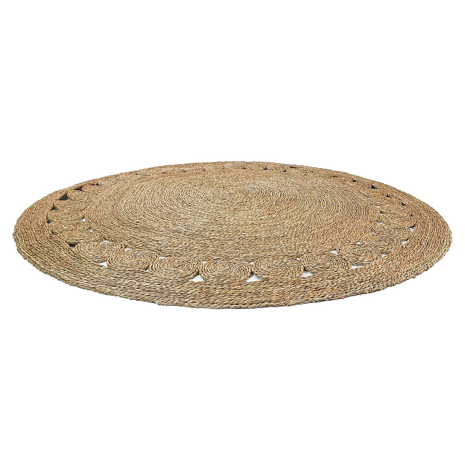 Ophelia 180cm Round Textured Seagrass Indoor Rug in Natural - Image 4