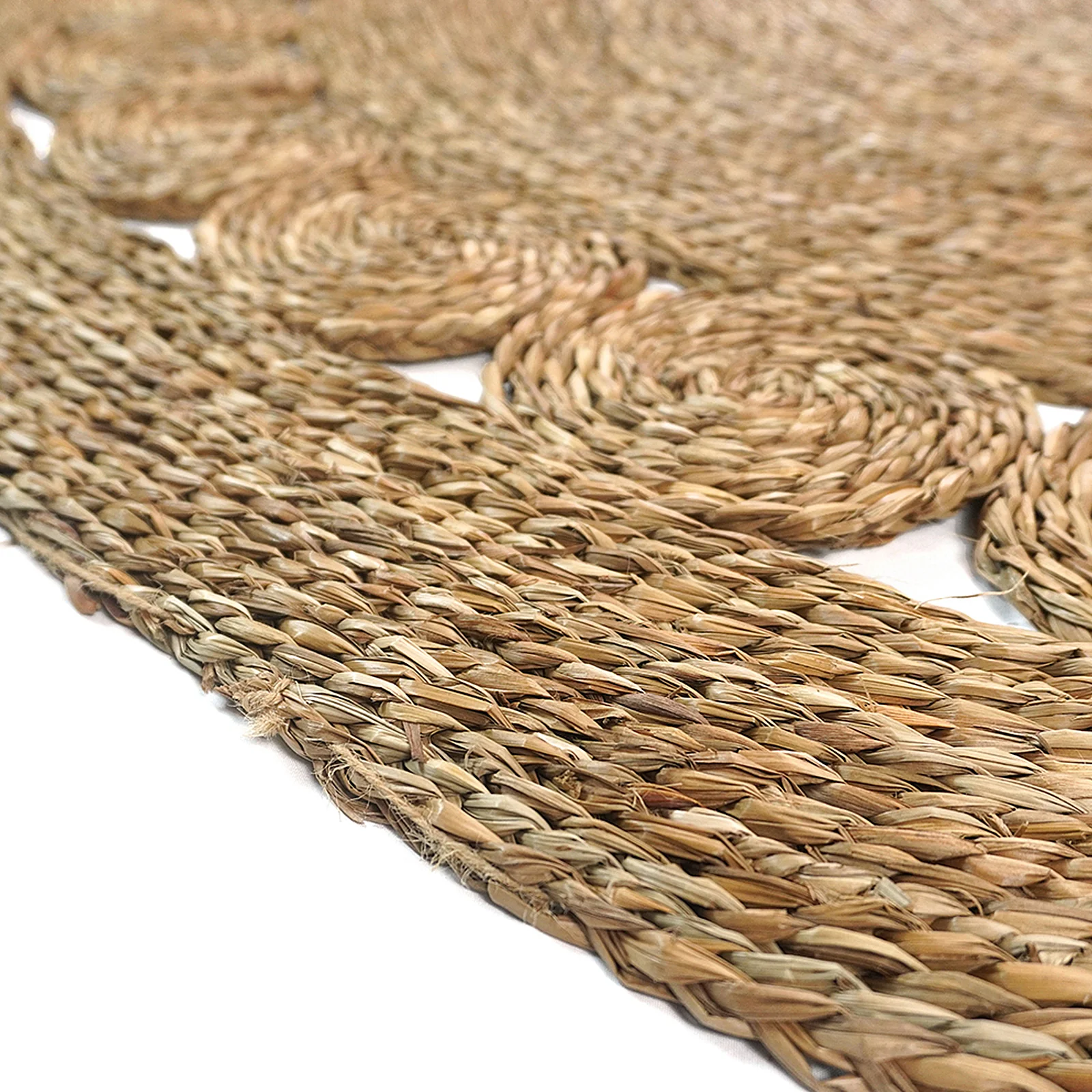 Ophelia 180cm Round Textured Seagrass Indoor Rug in Natural - Image 5