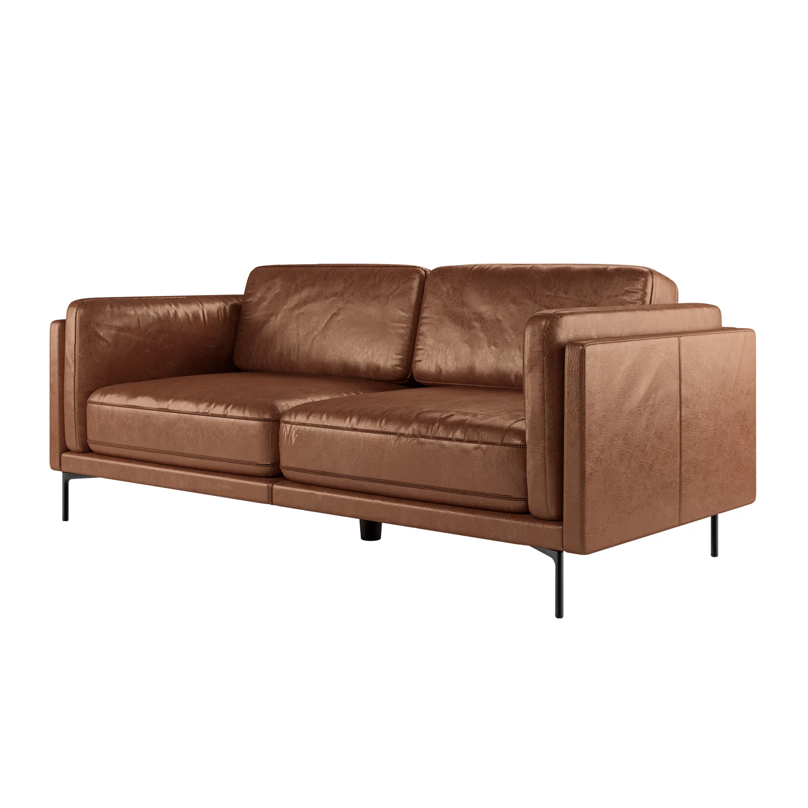 Oslo 3-Seater PU Leather Sofa in Brown - Image 5