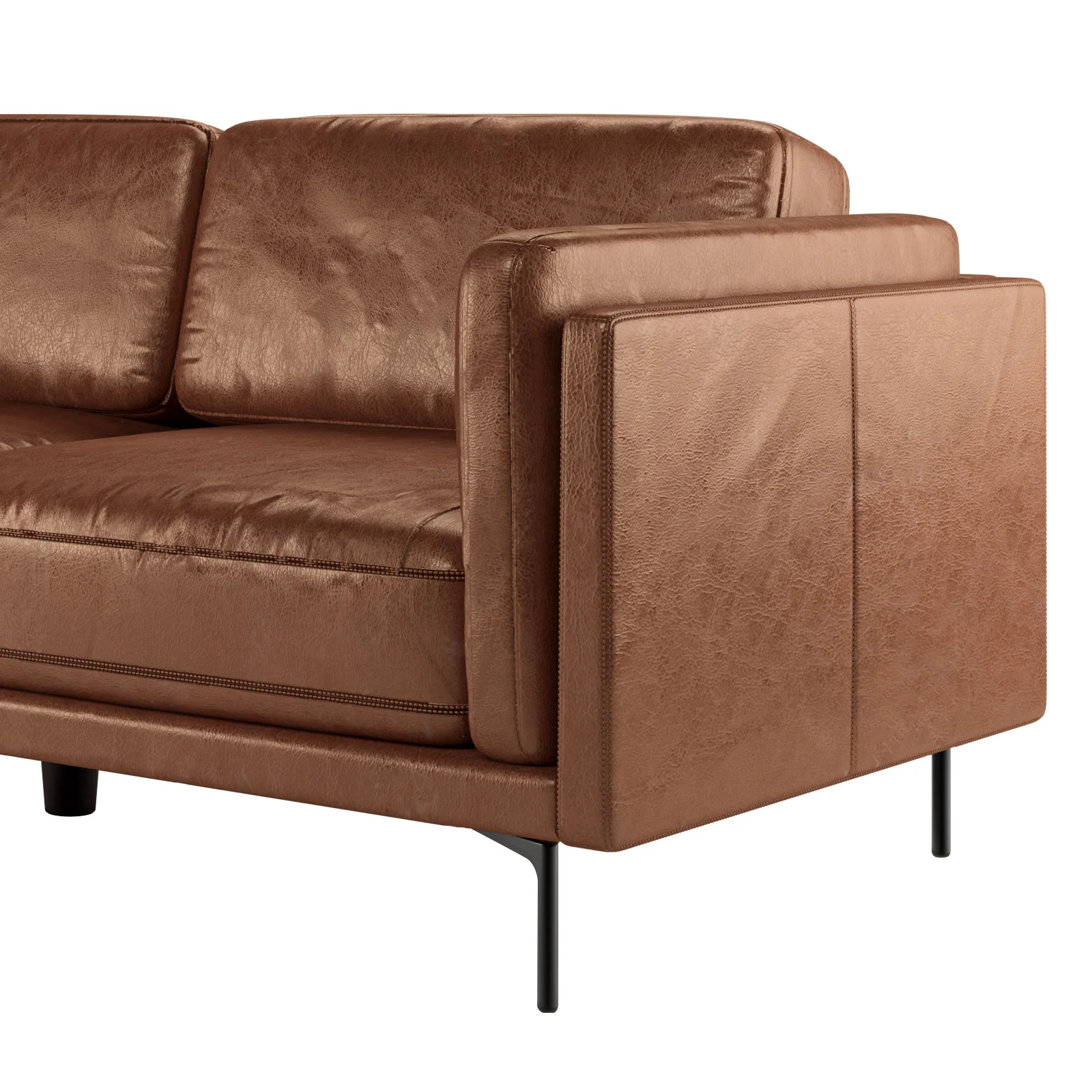 Oslo 3-Seater PU Leather Sofa in Brown - Image 7