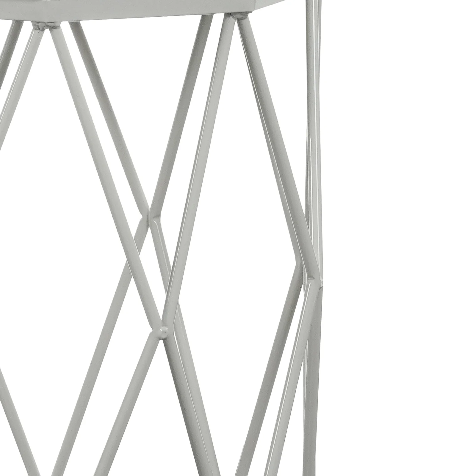 Paisley Velvet Round Accent Stool in White - Image 5